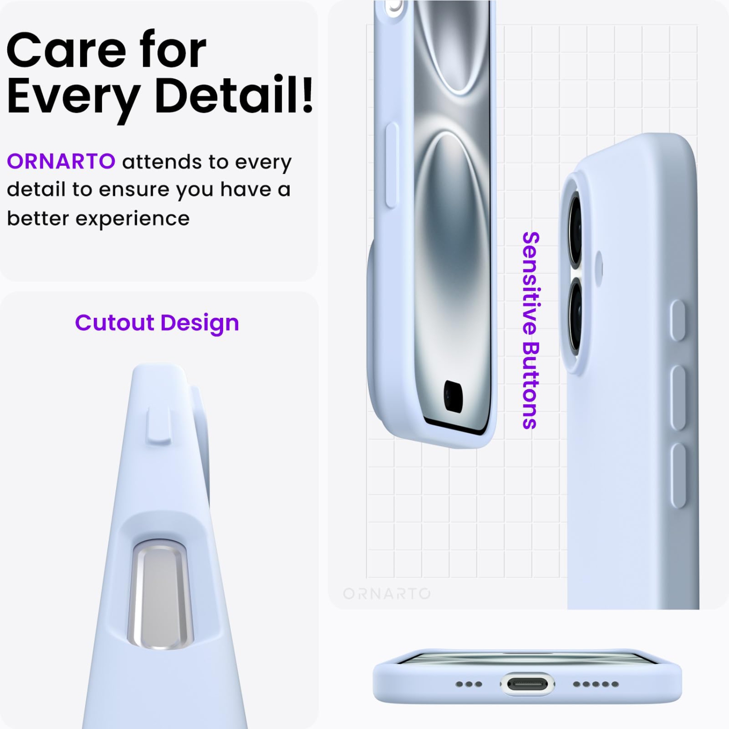 ORNARTO Compatible with iPhone 17 Case,Slim Liquid Silicone Shockproof Protective Phone Case for iPhone 17 6.3" with Anti-Scratch Microfiber