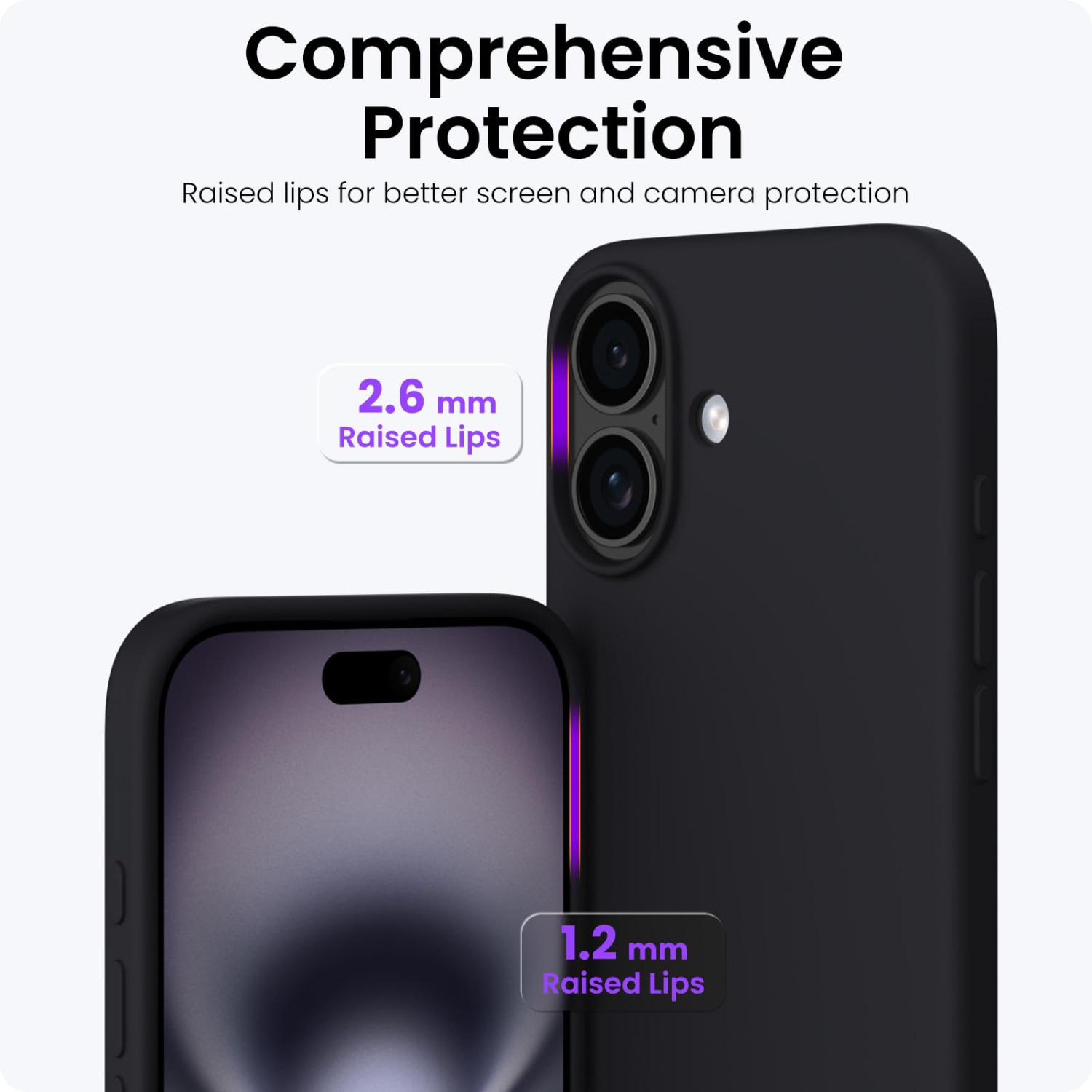 ORNARTO Compatible avec iPhone 17, étui mince en silicone liquide antichoc pour iPhone 17 6,3&nbsp;po avec doublure en microfibre antirayure - Noir