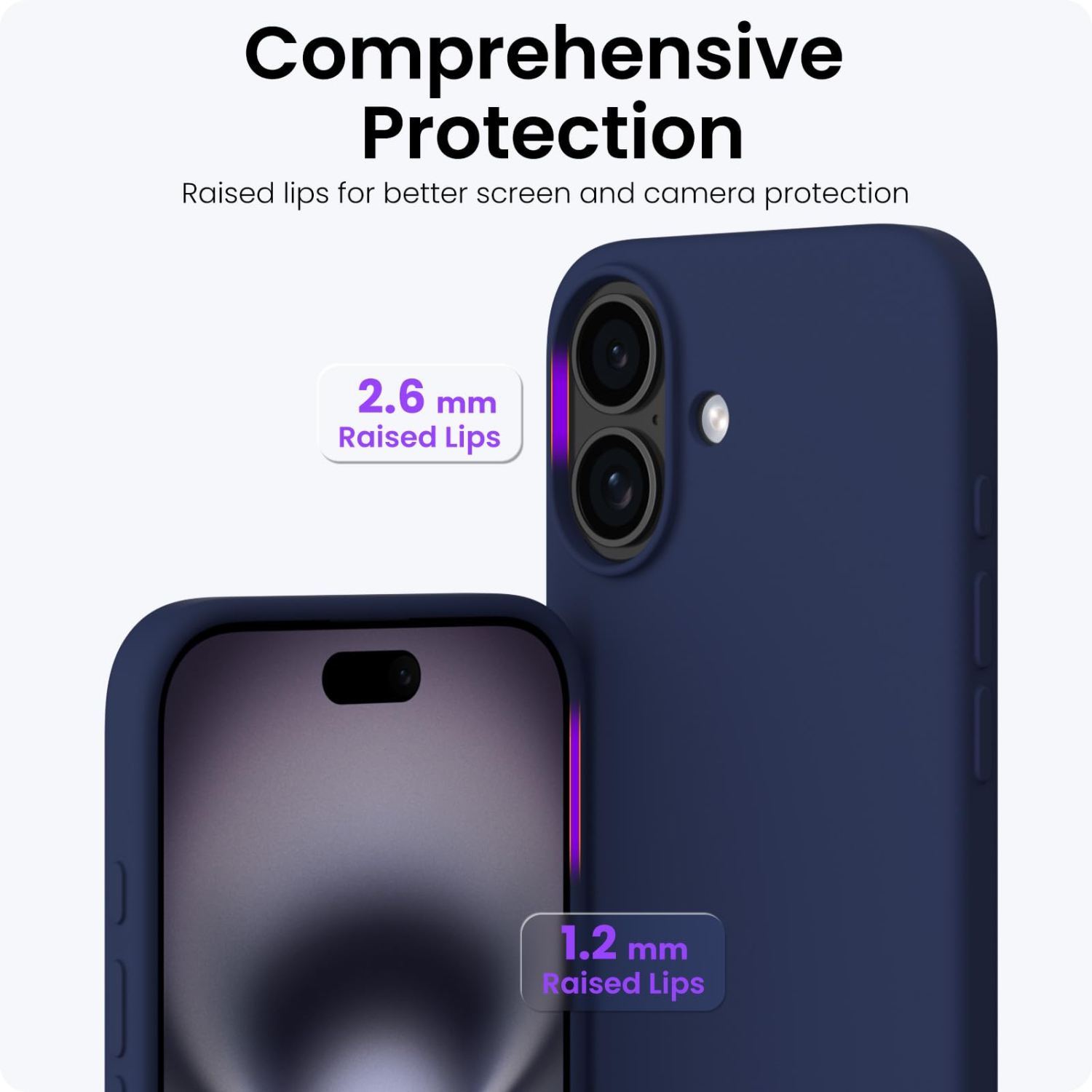 ORNARTO Compatible avec iPhone 17, étui mince en silicone liquide antichoc pour iPhone 17 6,3&nbsp;po avec doublure en microfibre antirayure - bleu