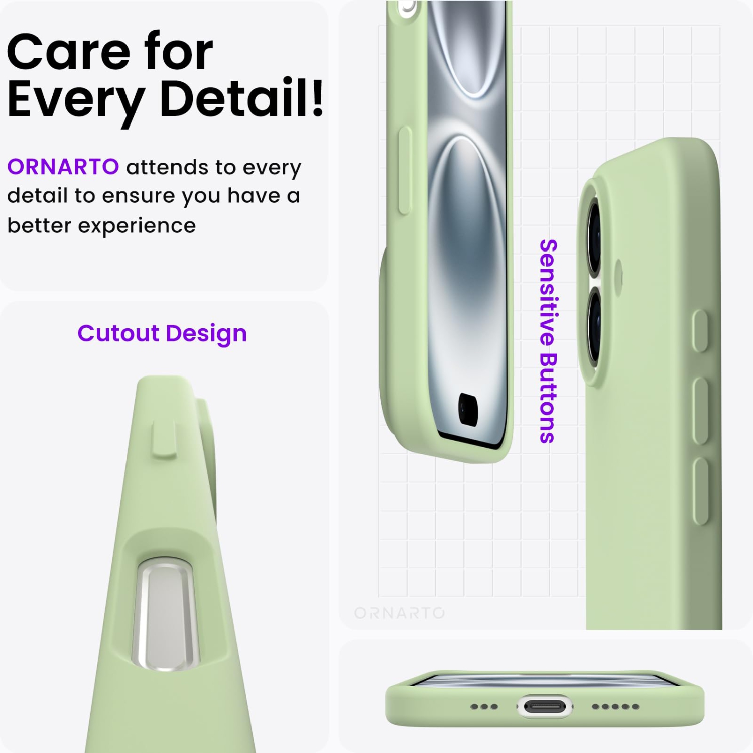 ORNARTO Compatible with iPhone 17 Case,Slim Liquid Silicone Shockproof Protective Phone Case for iPhone 17 6.3" with Anti-Scratch Microfiber