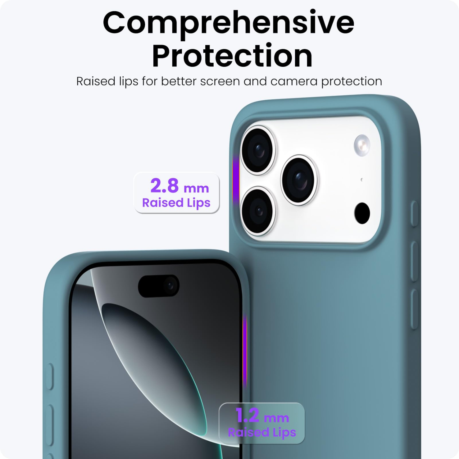 ORNARTO Compatible with iPhone 17 Pro Case 6.3", Slim Liquid Silicone Full Covered Shockproof Protective Phone Cover with Anti-Scratch Microfiber