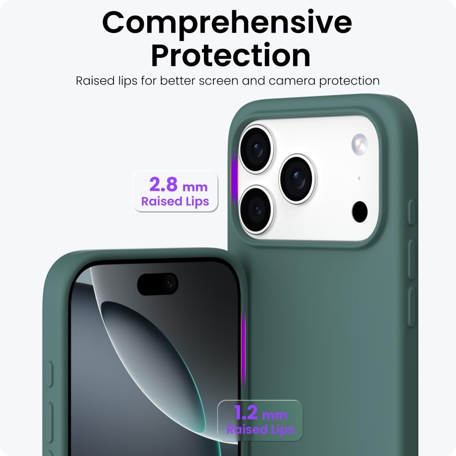 ORNARTO Compatible with iPhone 17 Pro Case 6.3", Slim Liquid Silicone Full Covered Shockproof Protective Phone Cover with Anti-Scratch Microfiber