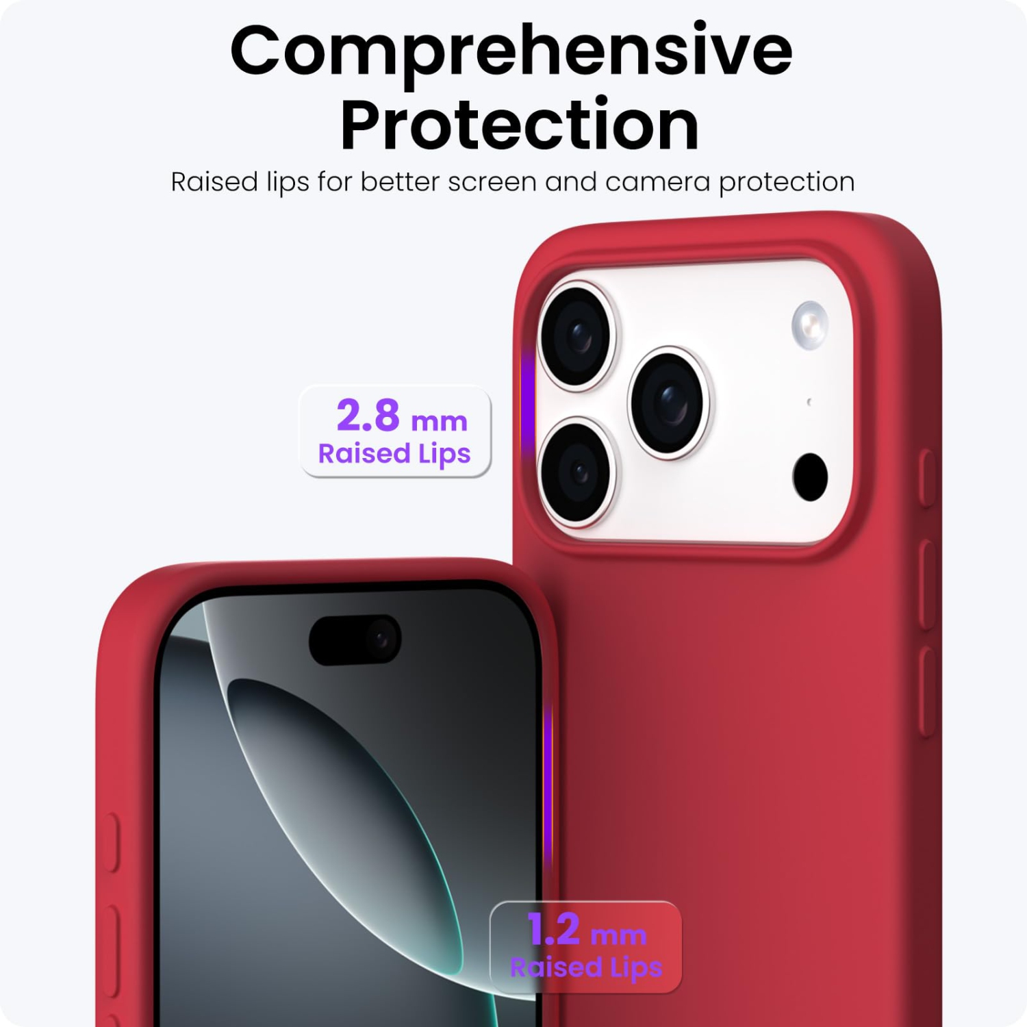 ORNARTO Compatible with iPhone 17 Pro Case 6.3", Slim Liquid Silicone Full Covered Shockproof Protective Phone Cover with Anti-Scratch Microfiber