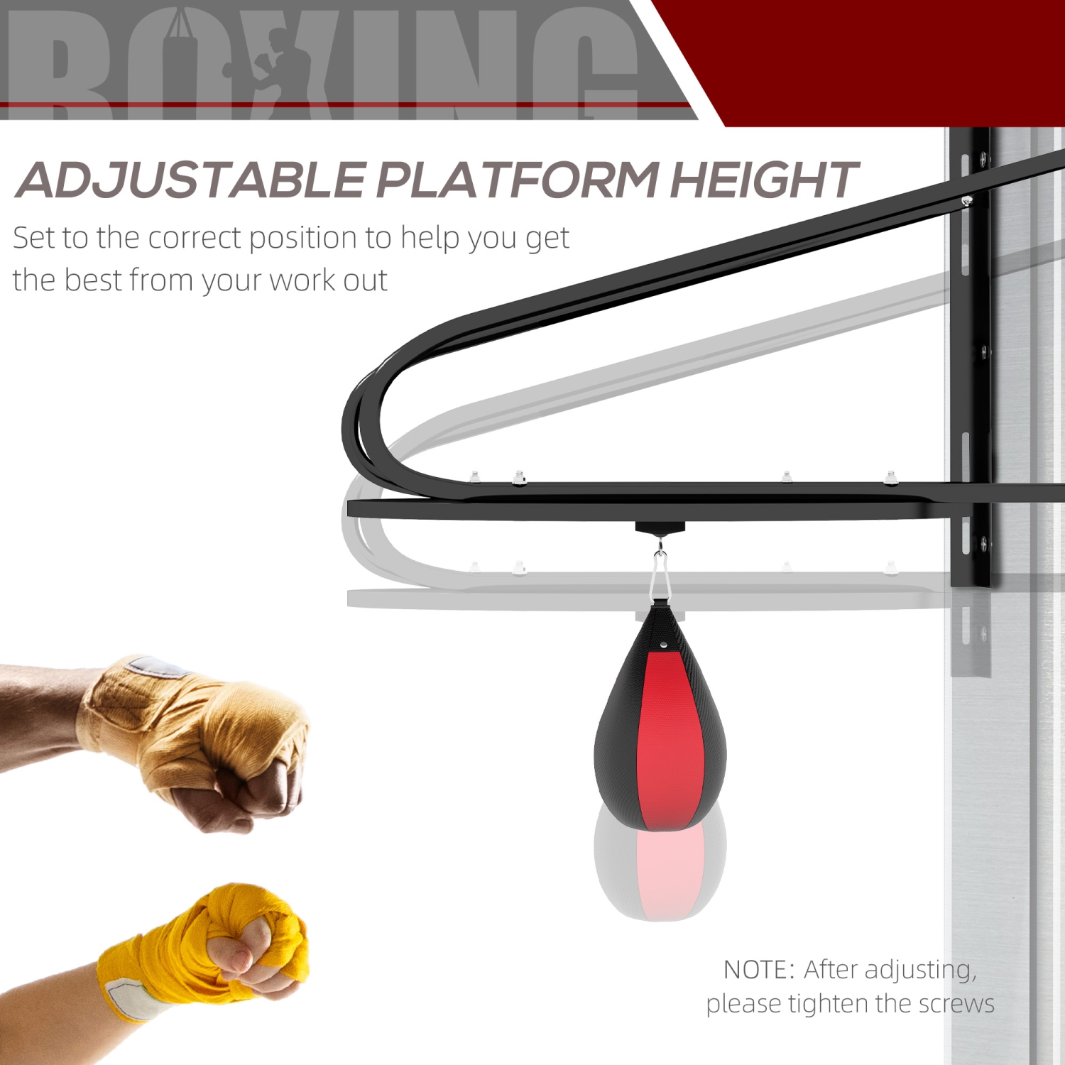 Soozier Adjustable Speed Bag Platform, Wall Mounted Speed Bag for Boxing with 360°Swivel and 6" Speedbag, Punching Training Equipment for Fitness,