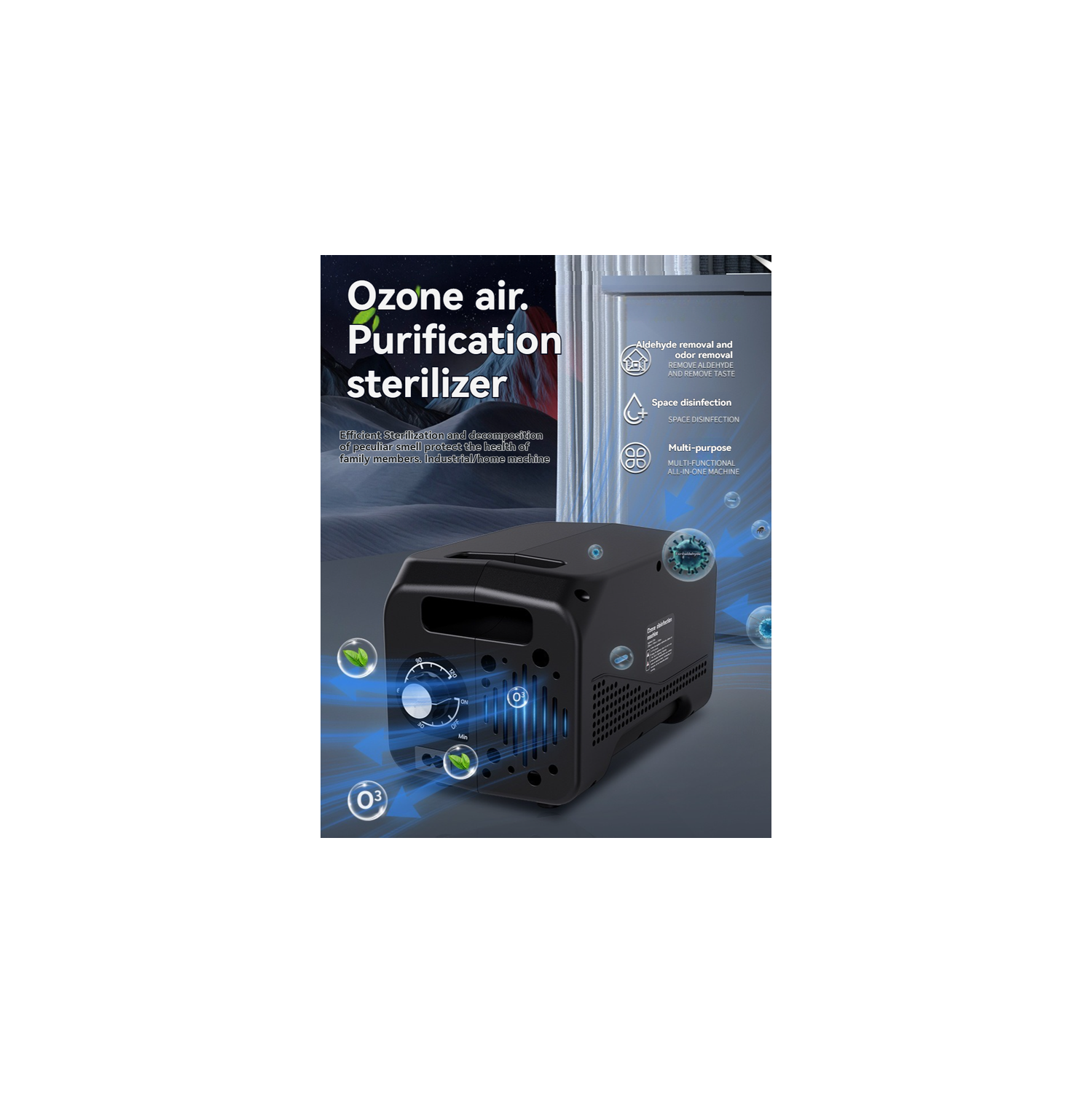 10G/h Portable Ozone Disinfector - Suitable for 60m³ spaces, removes formaldehyde odors from home farms, purifies and sterilizes with negative ions,