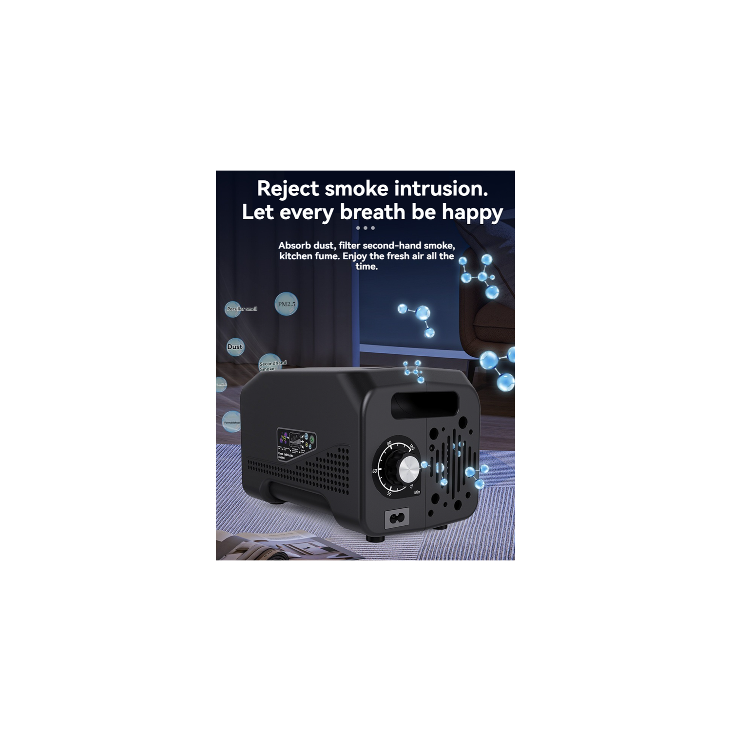 10G/h Portable Ozone Disinfector - Suitable for 60m³ spaces, removes formaldehyde odors from home farms, purifies and sterilizes with negative ions,