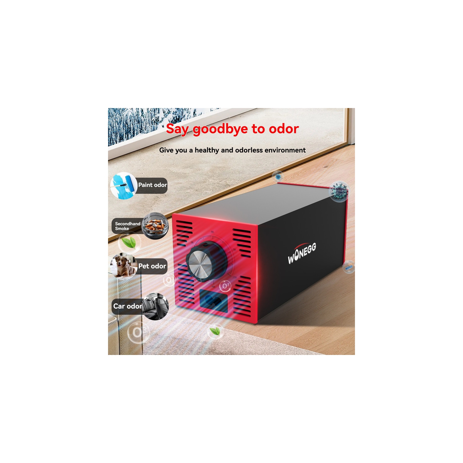 10G/h Portable Ozone Disinfector - Suitable for 60m³ spaces, 99% purification rate, formaldehyde odor removal for home farms, negative ion