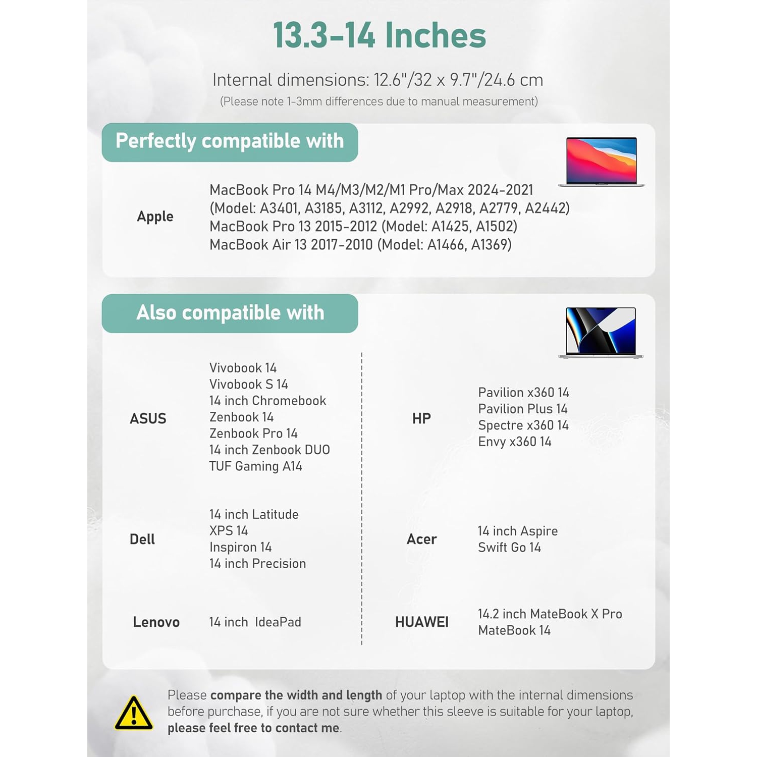 13.3-14 Inch Puffy Laptop Sleeve for Macbook Pro 14 M4/M3/M2/M1 Pro/Max 2025-2021, 14 inch ASUS Chromebook/Zenbook, HP Pavilion x360 14, 14 inch Dell