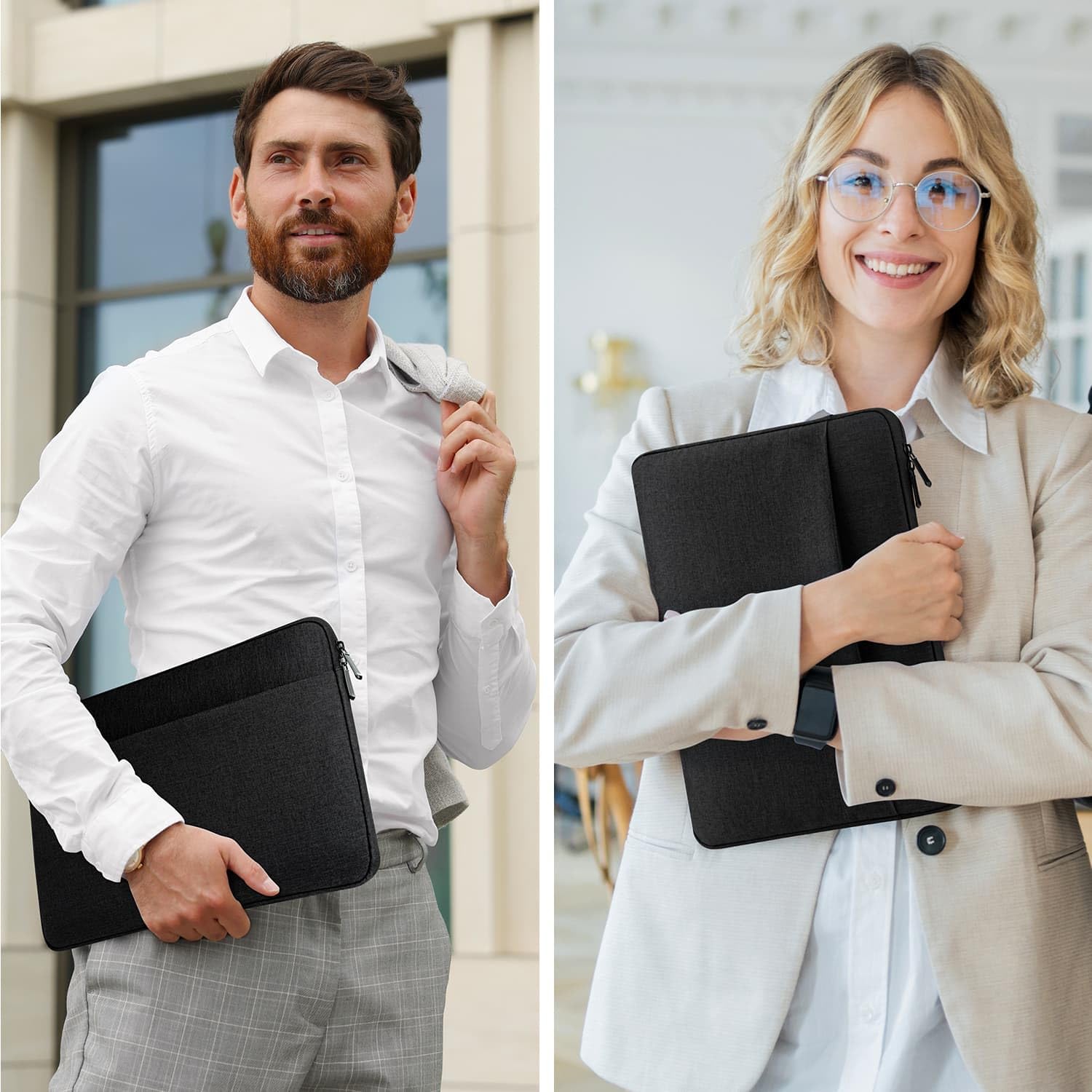 H Laptop Sleeve Case with Accessory Pocket Padded Computer Carrying Pouch 15.6 inches Compatible with MacBook Air/Pro Protective Laptop Cover for