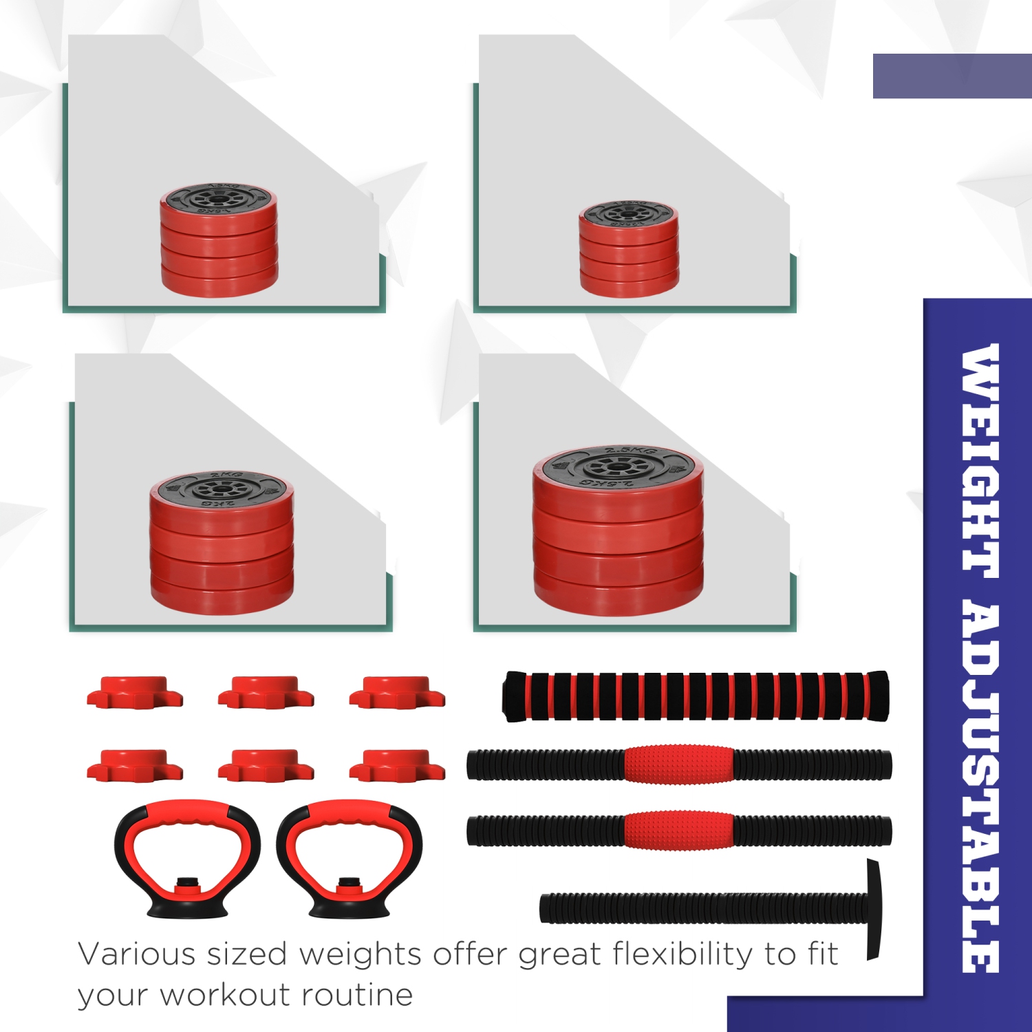 Ensemble d'haltères réglables 4-en-1 de Soozier, utilisé comme haltère russe, support pour pompes, ensemble de poids libres pour entraînement à