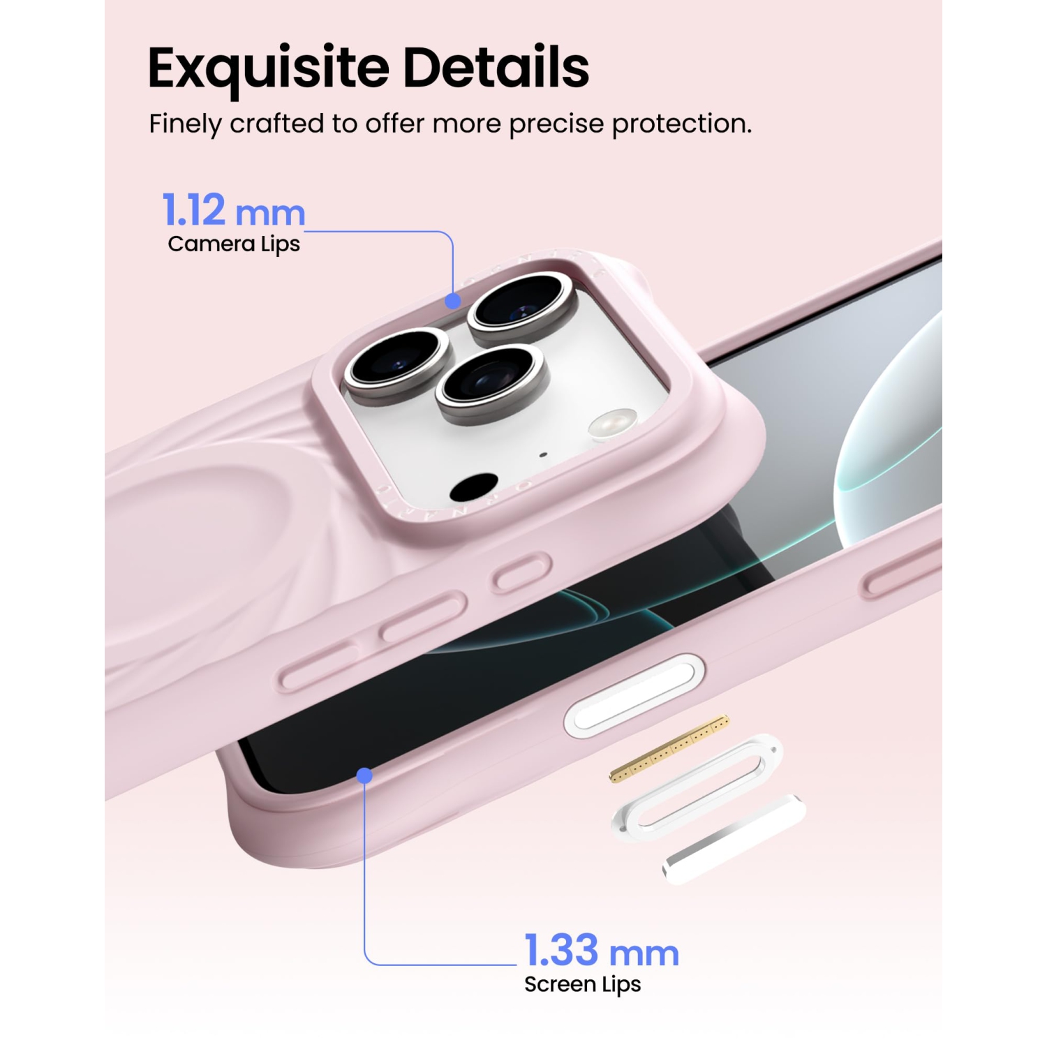 ORNARTO Vortuxe for iPhone 17 Pro Case, [Compatible with MagSafe], Shockproof Liquid Silicone Phone Case Cover for iPhone 17 Pro 6.3inch-Chalk Pink