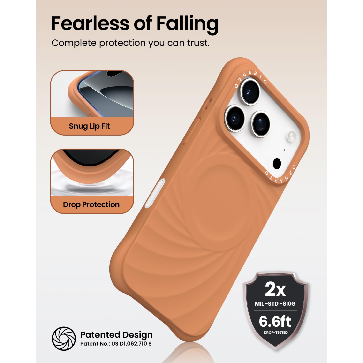 ORNARTO Vortuxe for iPhone 17 Pro Case, [Compatible with MagSafe], Shockproof Liquid Silicone Phone Case Cover for iPhone 17 Pro 6.3inch-Autumn Orange