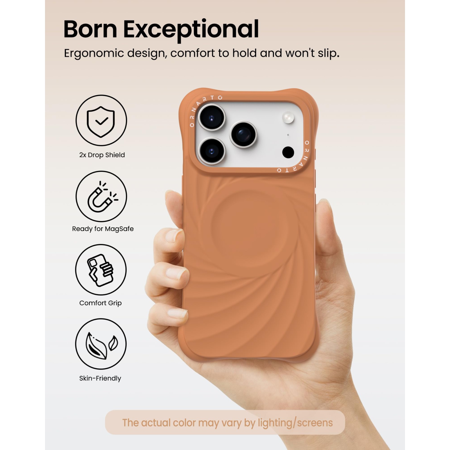 ORNARTO Vortuxe for iPhone 17 Pro Case, [Compatible with MagSafe], Shockproof Liquid Silicone Phone Case Cover for iPhone 17 Pro 6.3inch-Autumn Orange