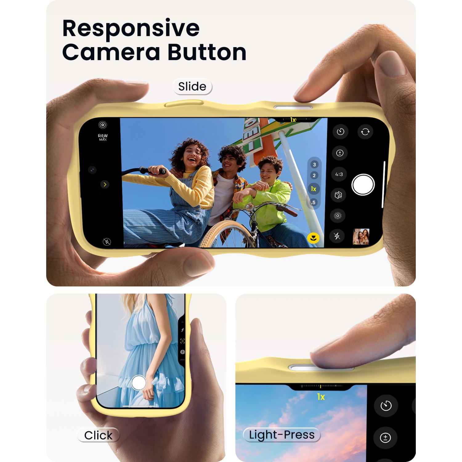 Étui ORNARTO pour iPhone 16 Pro Max – Curly Wave Edge | Compatible avec MagSafe | Antichoc Liquide Silicone 3 couches Étui de téléphone entièrement