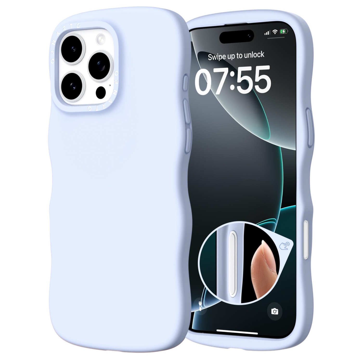 ORNARTO for iPhone 16 Pro Max Case – Curly Wave Edge | Compatible with MagSafe | Shockproof Liquid Silicone 3 Layers Full Covered Soft Protective