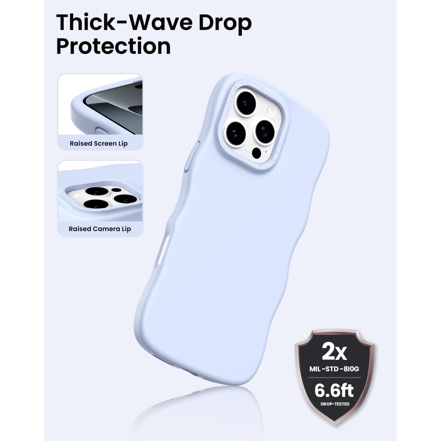 ORNARTO for iPhone 16 Pro Max Case – Curly Wave Edge | Compatible with MagSafe | Shockproof Liquid Silicone 3 Layers Full Covered Soft Protective