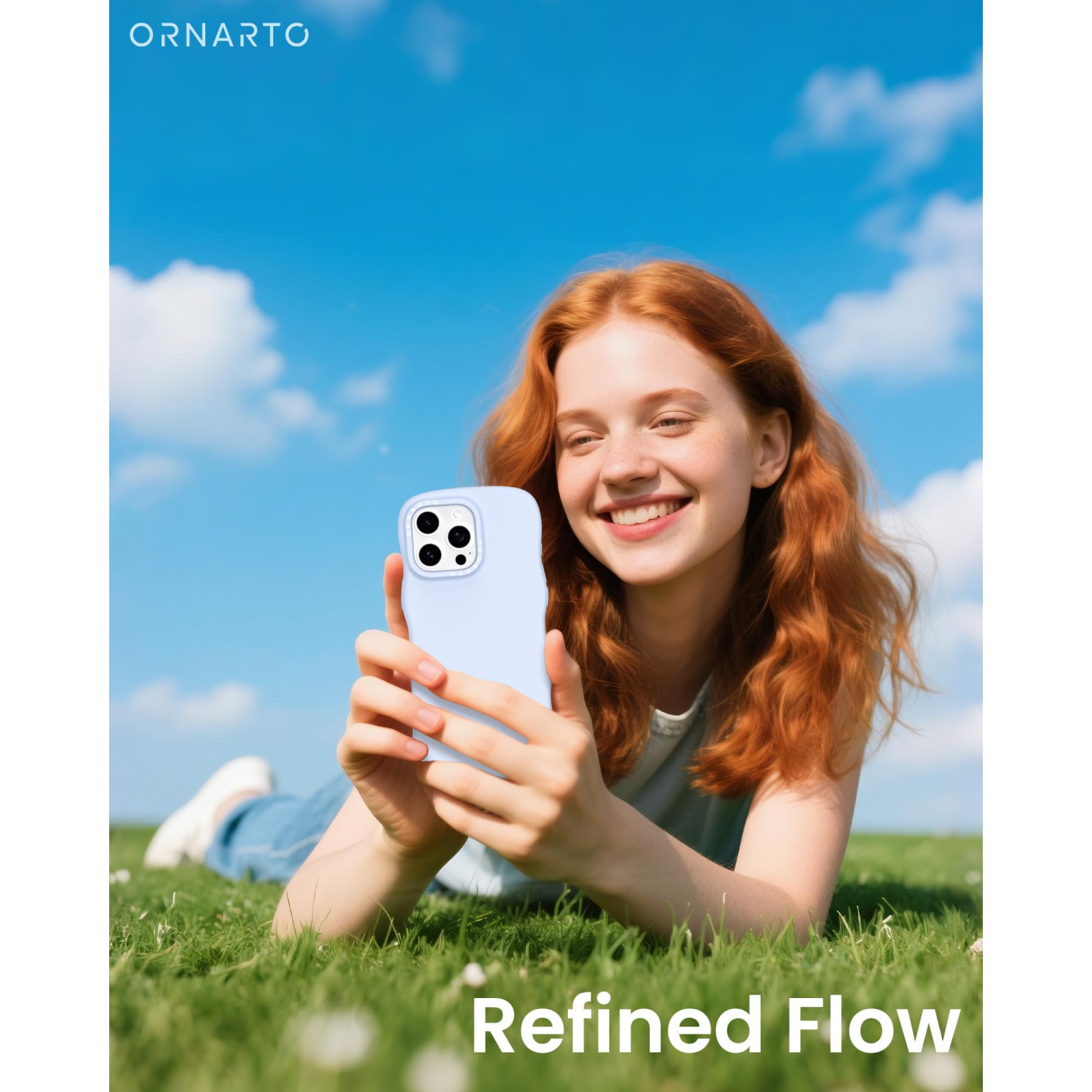 ORNARTO for iPhone 16 Pro Max Case – Curly Wave Edge | Compatible with MagSafe | Shockproof Liquid Silicone 3 Layers Full Covered Soft Protective