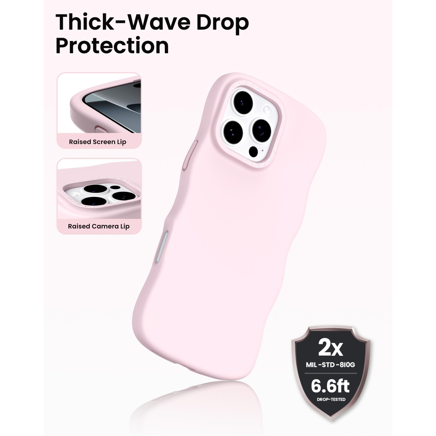 Étui ORNARTO pour iPhone 16 Pro – Curly Wave Edge | Compatible avec MagSafe | Étui de téléphone souple en silicone liquide antichoc pour iPhone 16