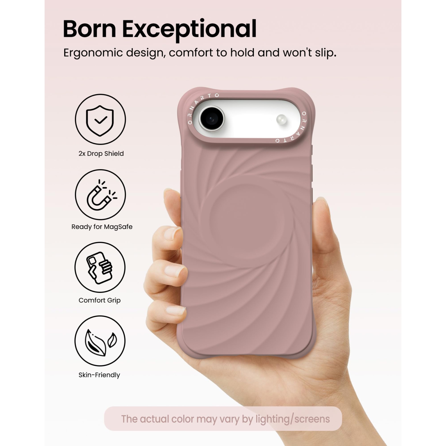 ORNARTO Vortuxe for iPhone 17 Air Case, [Compatible with MagSafe], Shockproof Liquid Silicone Phone Case Cover for iPhone 17 Air 6.5inch-Dune Brown