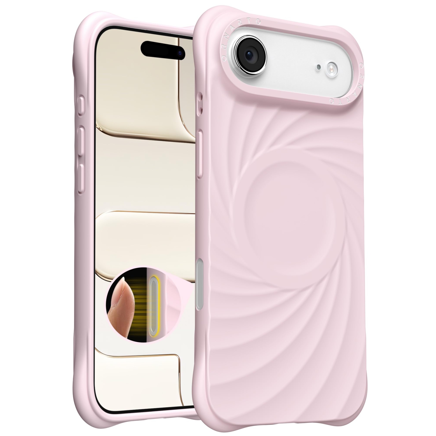 ORNARTO Vortuxe for iPhone 17 Air Case, [Compatible with MagSafe], Shockproof Liquid Silicone Phone Case Cover for iPhone 17 Air 6.5inch-Chalk Pink