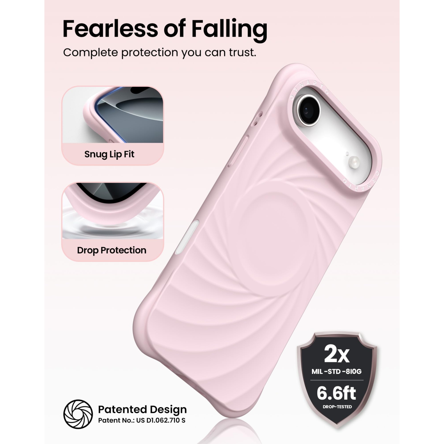 ORNARTO Vortuxe for iPhone 17 Air Case, [Compatible with MagSafe], Shockproof Liquid Silicone Phone Case Cover for iPhone 17 Air 6.5inch-Chalk Pink