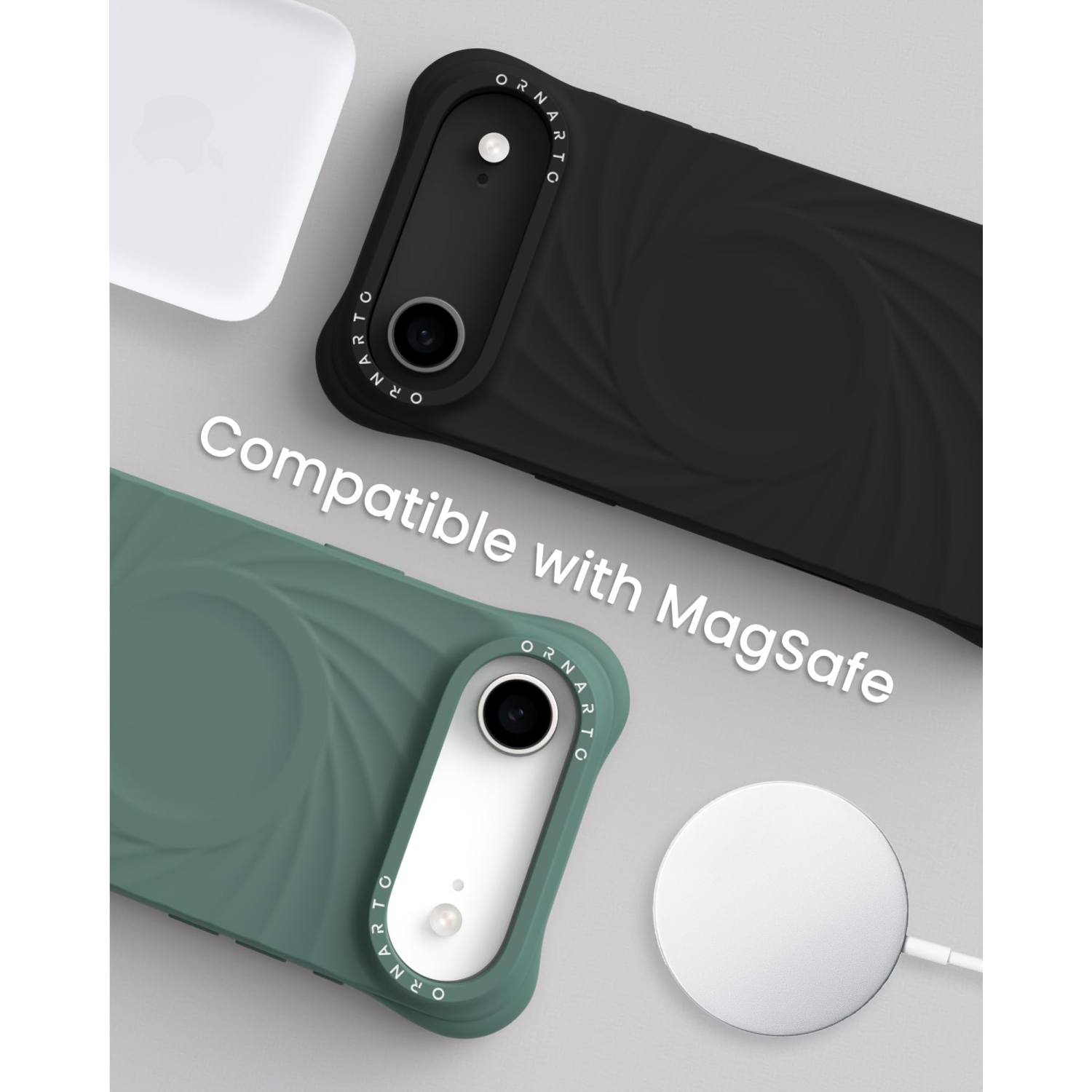 ORNARTO Vortuxe for iPhone 17 Air Case, [Compatible with MagSafe], Shockproof Liquid Silicone Phone Case Cover for iPhone 17 Air 6.5inch-Black