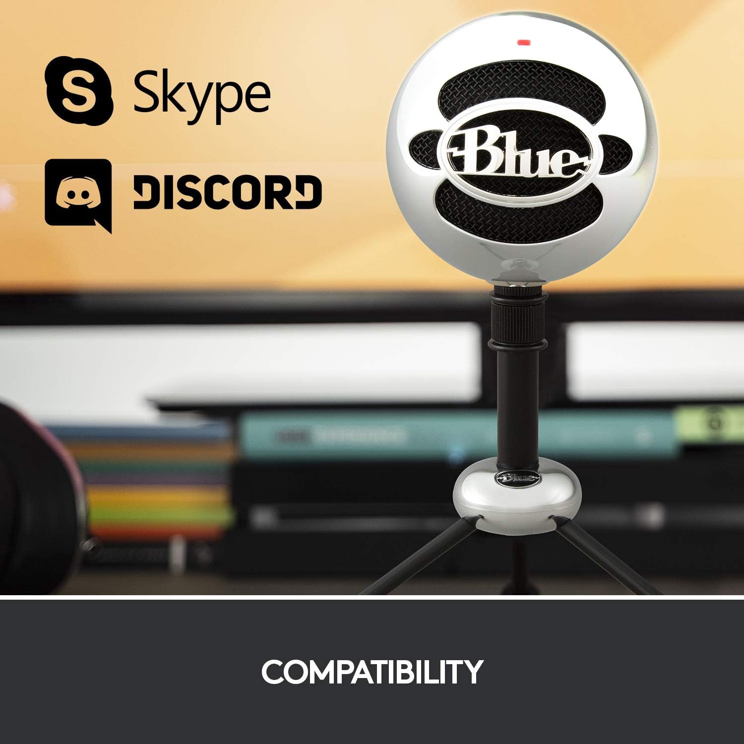 Microphone USB Blue Snowball pour PC et Mac, microphone à condensateur avec modèles cardioïde et omnidirectionnel, design rétro élégant – Aluminium