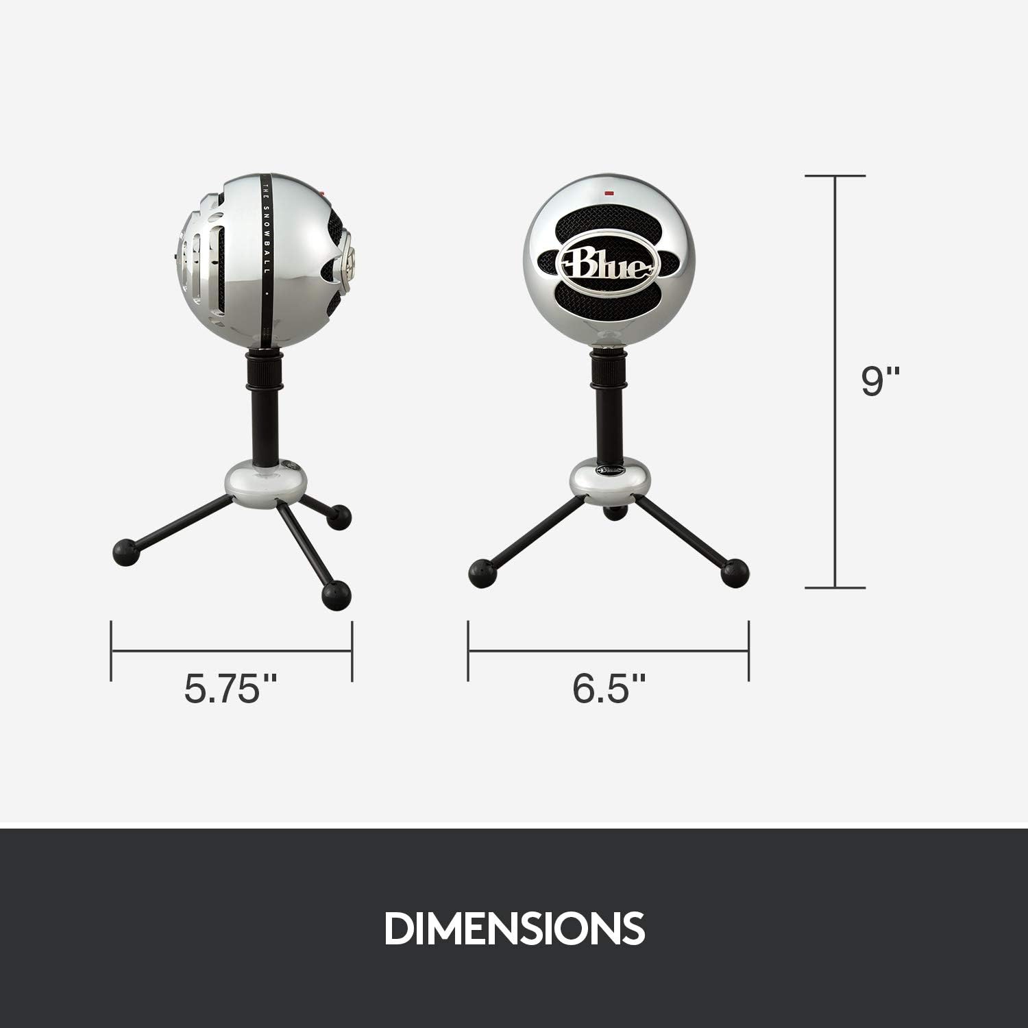 Microphone USB Blue Snowball pour PC et Mac, microphone à condensateur avec modèles cardioïde et omnidirectionnel, design rétro élégant – Aluminium