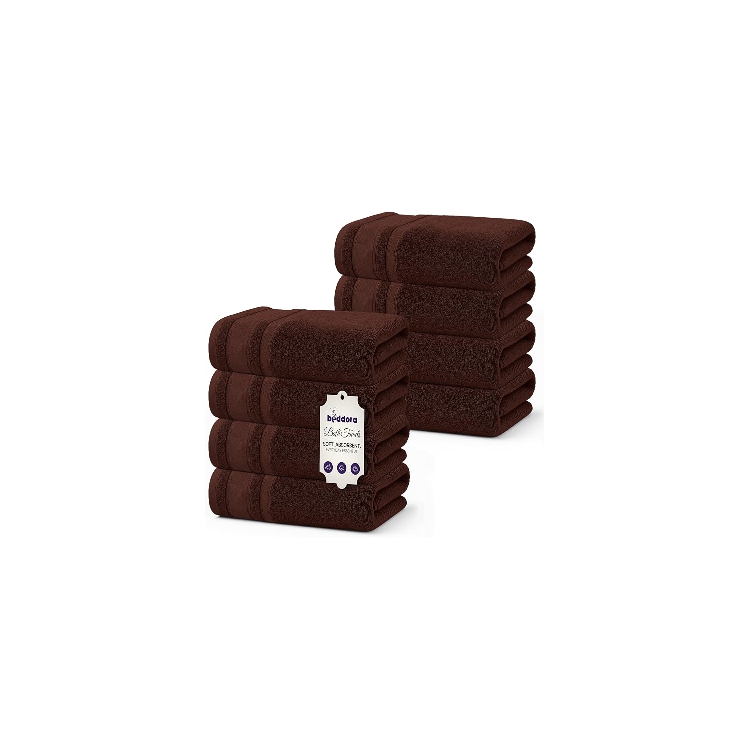 Beddora Luxury Bath Towels – 100% Cotton, Oversized 27x54, Extra Soft, Quick Dry & Super Absorbent, Hotel Spa Quality Bathroom Towels