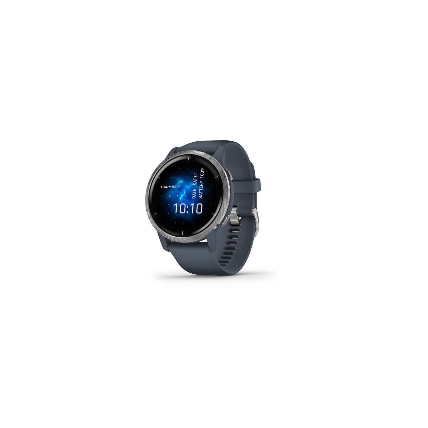 Refurbished Garmin Venu Smartwatch GPS + Cellular - Granite Blue with Silver Hardware