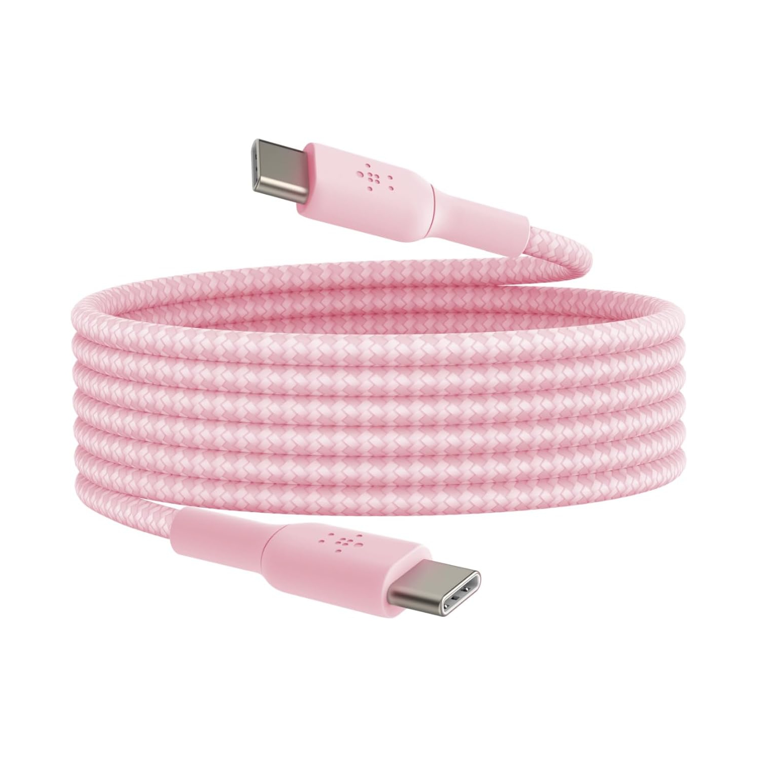 Belkin BoostCharge 2M/6.6ft Braided USB-C to USB-C Cable - Pink, Fast Charging & Data Transfer for iPhone 16 Series, Galaxy S24, S23, Pixel 8, 7,