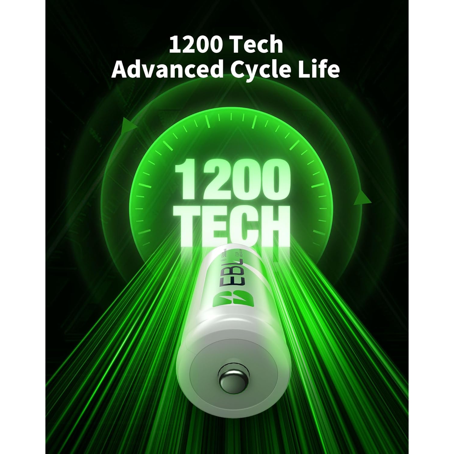 EBL Rechargeable C Batteries, 5000mAh Ni-MH High Capacity C Cell Battery New Retail Package, Pack of 4