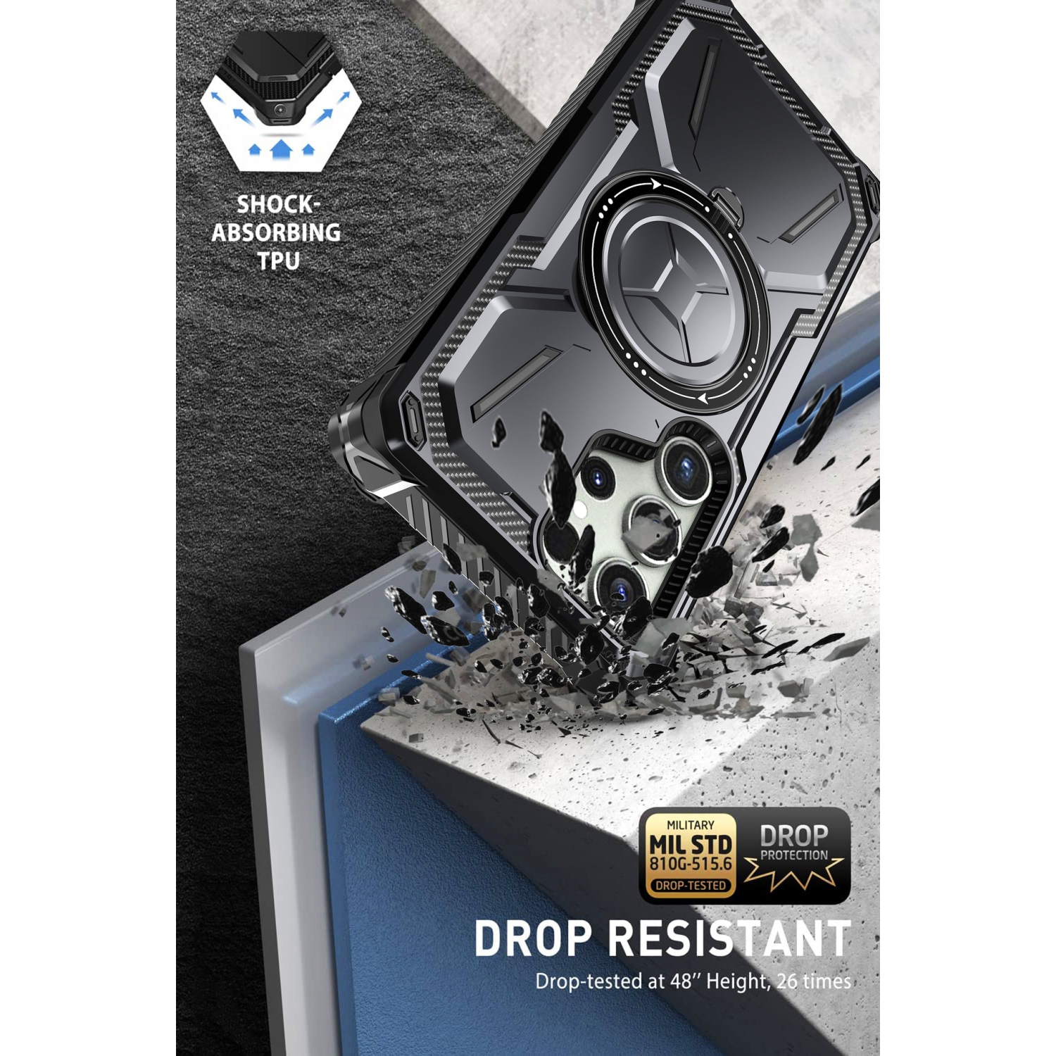 For Samsung S24 Ultra Metal Armor Shockproof MagSafe Wireless Charging Case - Black