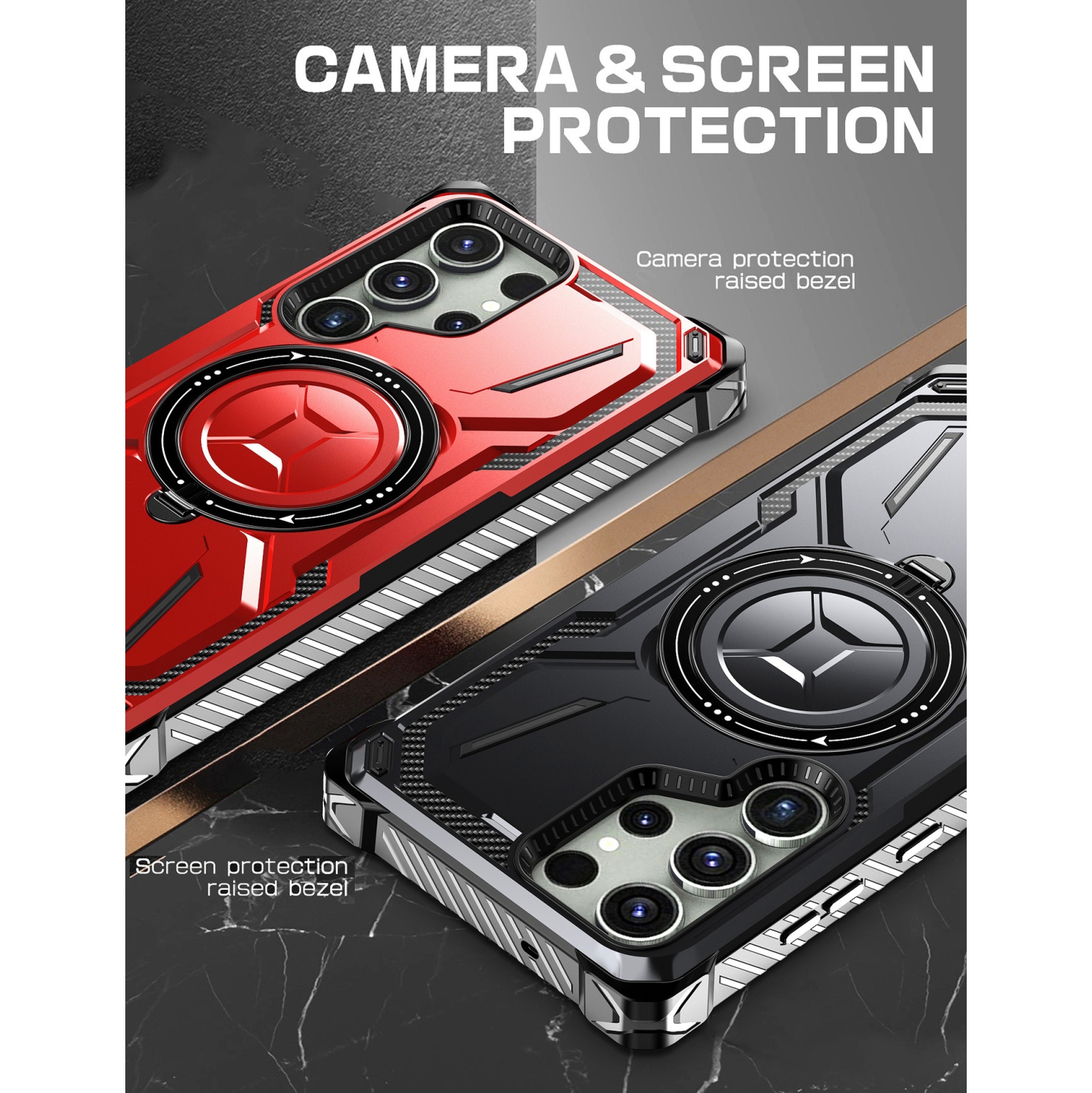 For Samsung S24 Ultra Metal Armor Shockproof MagSafe Wireless Charging Case - Red