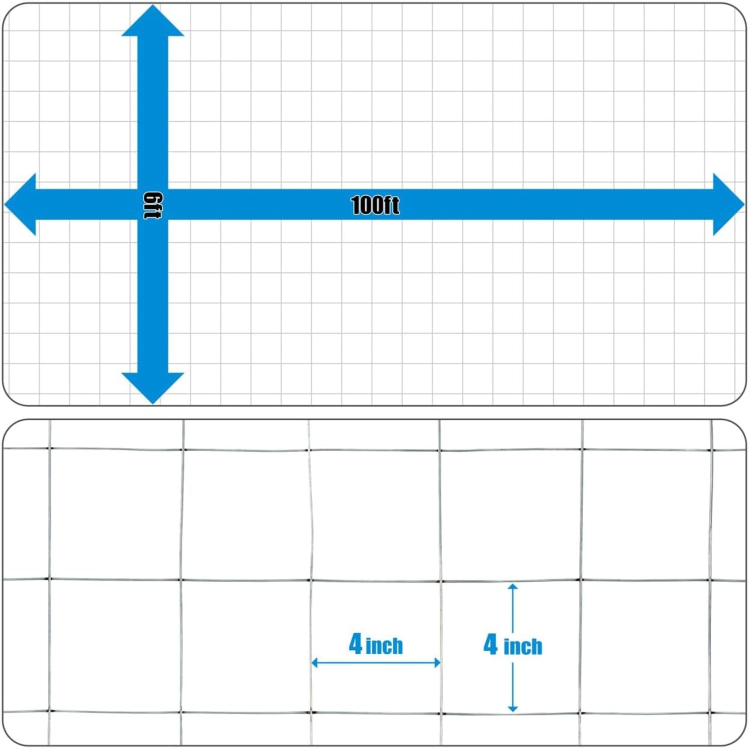 Fencer Wire Welded Wire Fence 12.5 Gauge, Galvanized Welded Fence Wire Roll, Mesh Size 4-Inch x 4-Inch,
