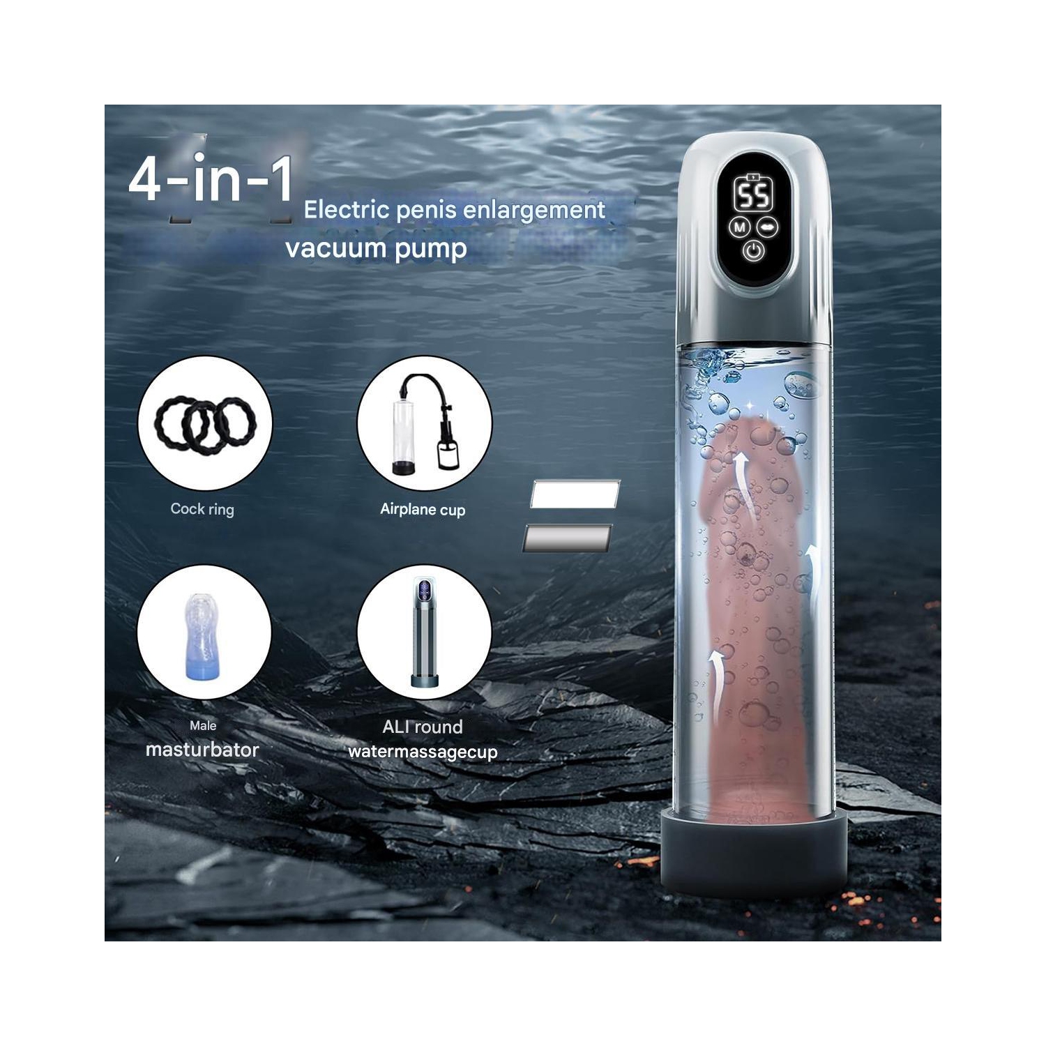 Penis Pump Electric - With Cock Ring - 5 Suction Modes - 6 Training Modes - Penis Extender - Rechargeable - Waterproof