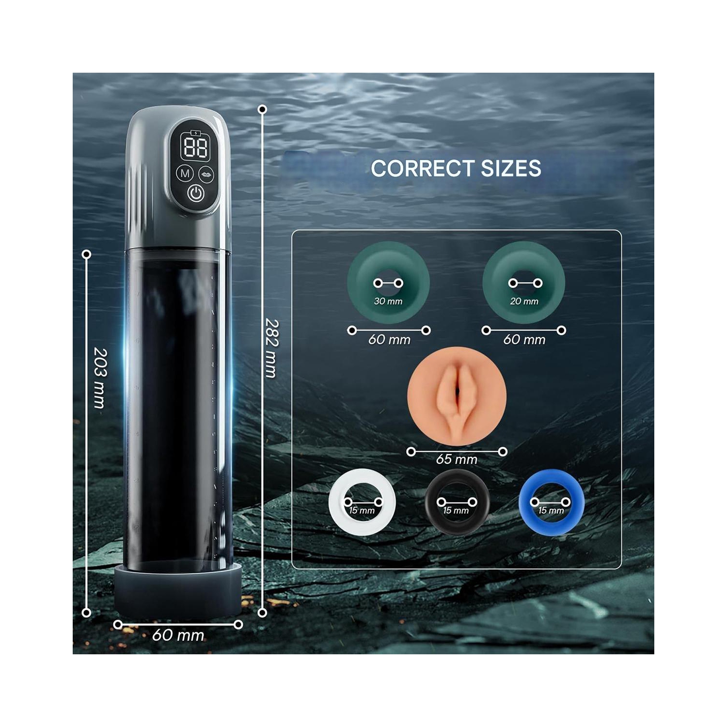 Penis Pump Electric - With Cock Ring - 5 Suction Modes - 6 Training Modes - Penis Extender - Rechargeable - Waterproof