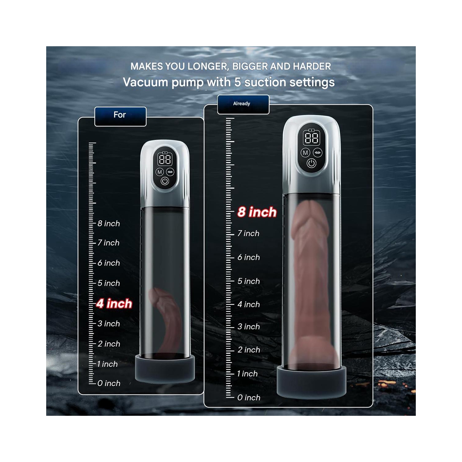 Penis Pump Electric - With Cock Ring - 5 Suction Modes - 6 Training Modes - Penis Extender - Rechargeable - Waterproof