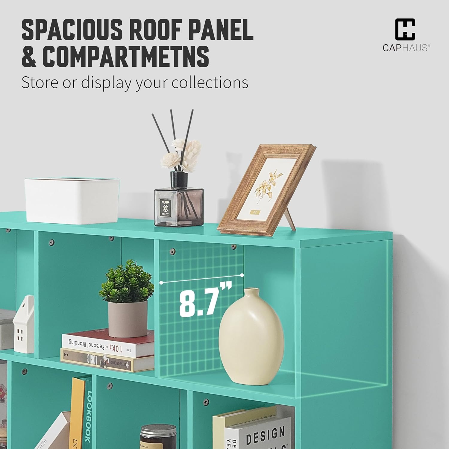 Étagère mi-siècle 3 tablettes CAPHAUS 10 Cube, cube rangement rangement rangement 48&nbsp;po larg. Avec pieds, bibliothèque ouverte, étagère moderne