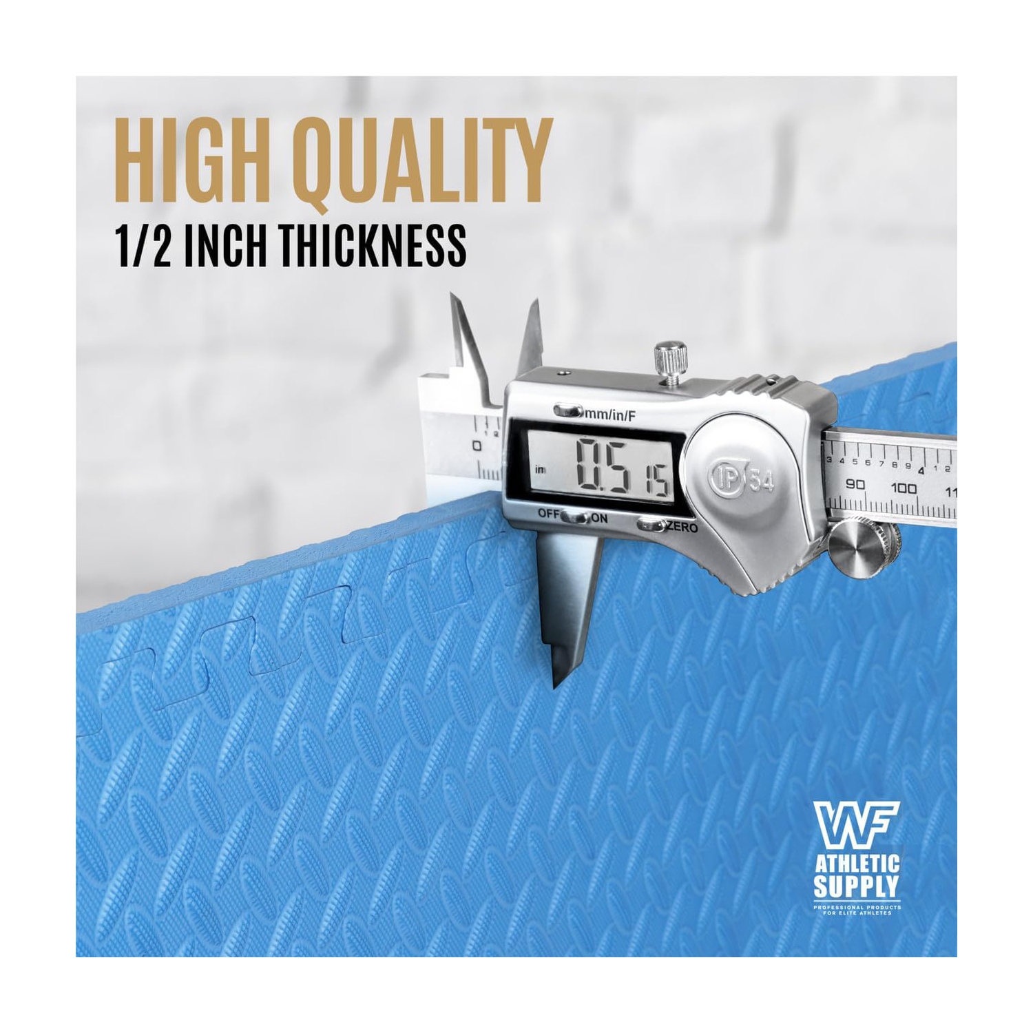 CAPHAUS Interlocking Exercise Foam Mats, Diamond, Tatami, T Pattern 1/2-Inch Thickness Gym Flooring Tiles, Blue