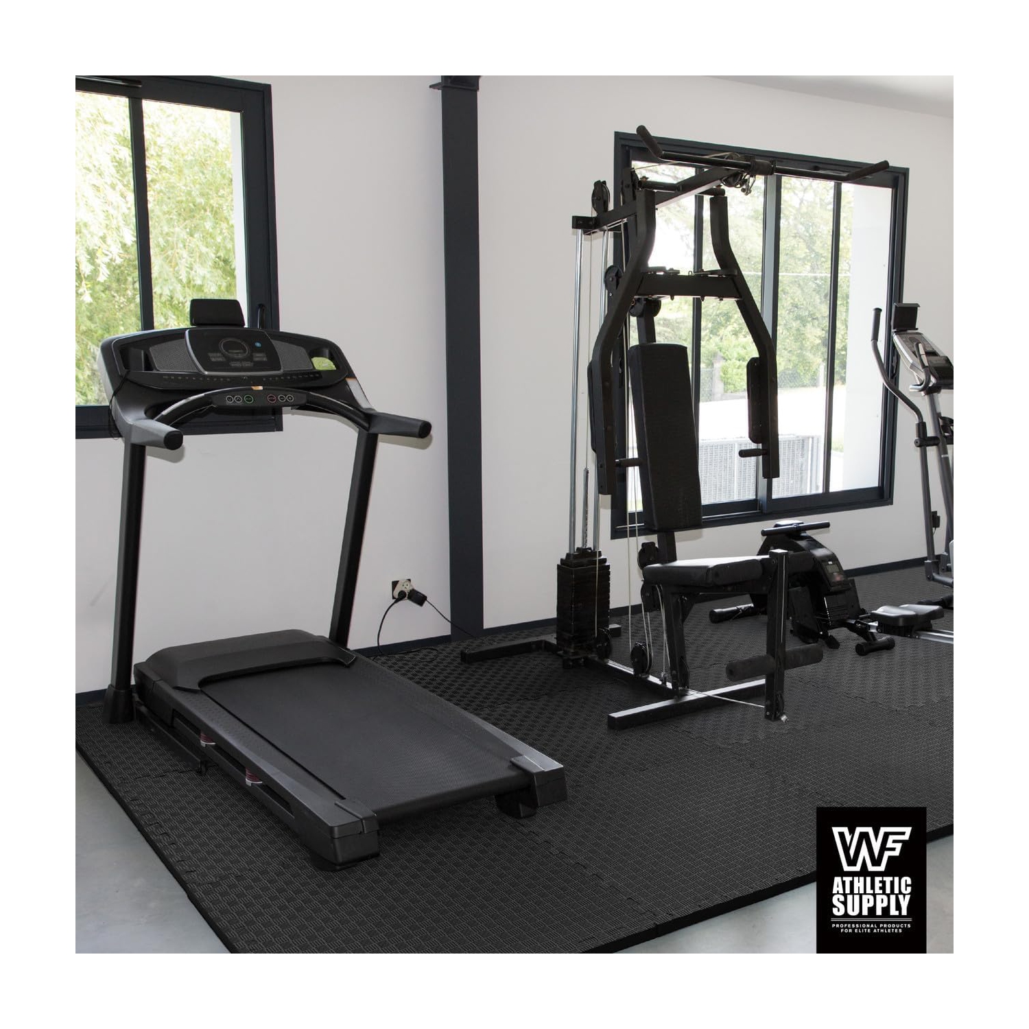 CAPHAUS Interlocking Exercise Foam Mats, Diamond, Tatami, T Pattern 1/2-Inch Thickness Gym Flooring Tiles, Black