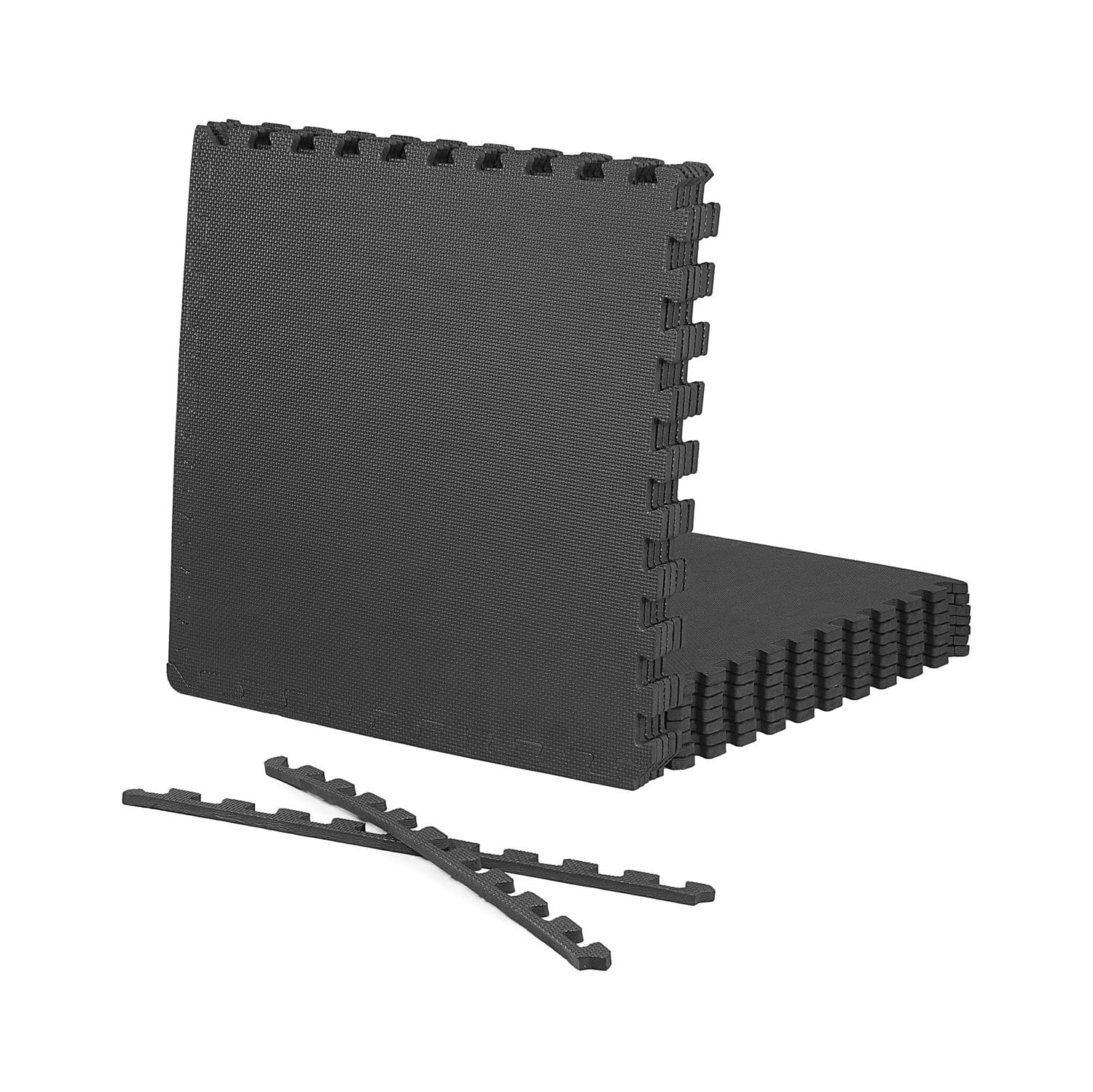 CAPHAUS Interlocking Exercise Foam Mats, Diamond, Tatami, T Pattern 1/2-Inch Thickness Gym Flooring Tiles, Black