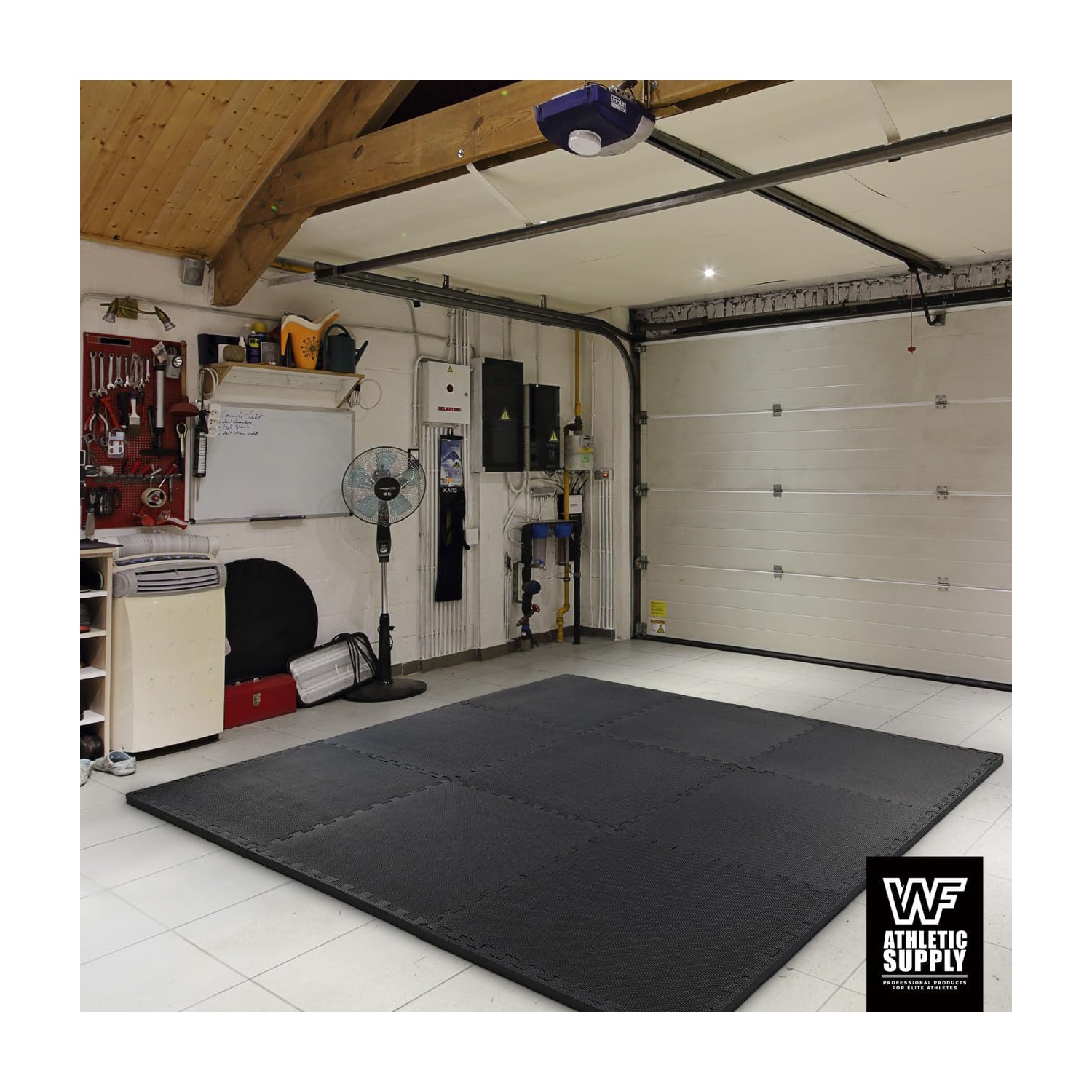 CAPHAUS Interlocking Exercise Foam Mats, Diamond, Tatami, T Pattern 1/2-Inch Thickness Gym Flooring Tiles, Black