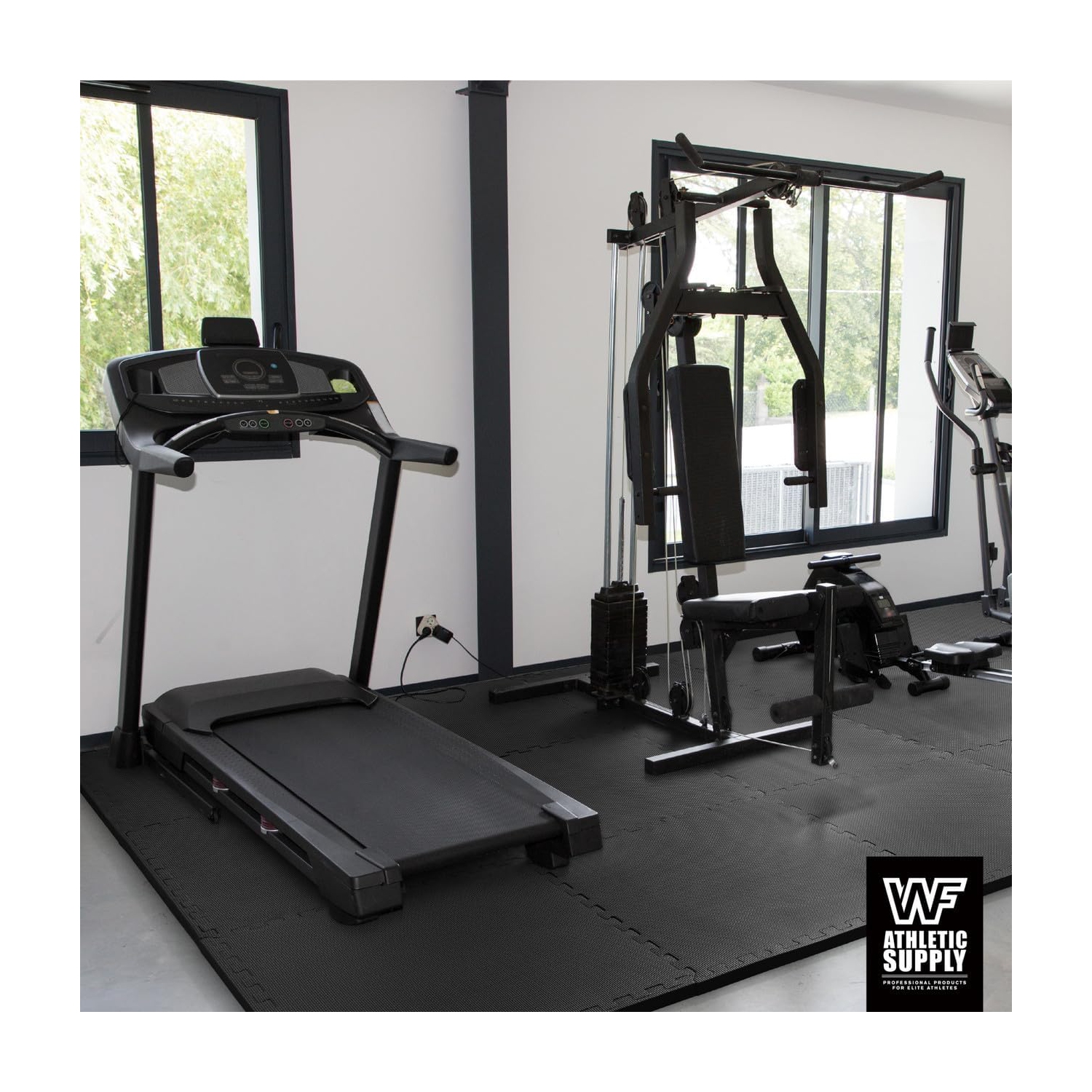 CAPHAUS Interlocking Exercise Foam Mats, Diamond, Tatami, T Pattern 1/2-Inch Thickness Gym Flooring Tiles, Black