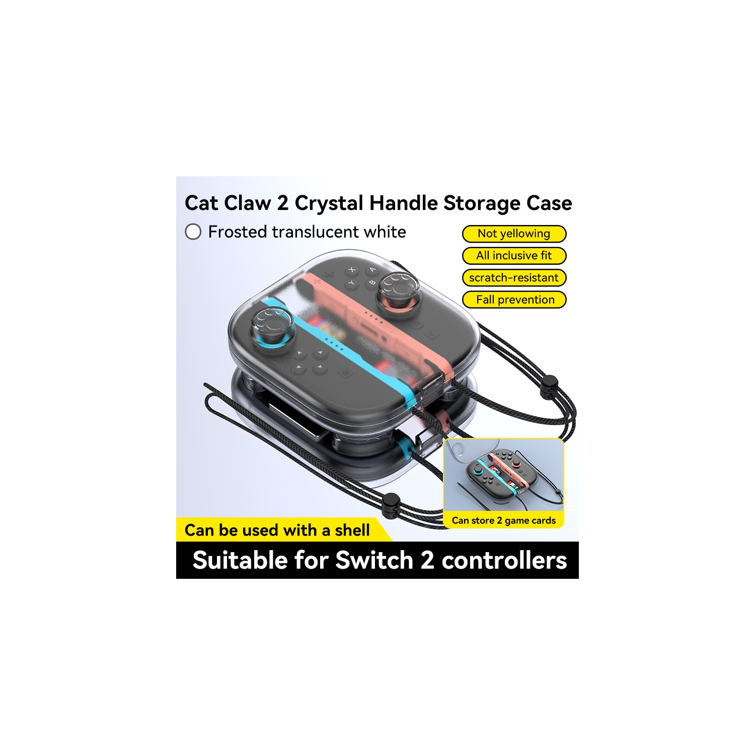 Nintendo Switch 2 Manette Nouveau Boîte de rangement pour cartes de jeu Nintendo Switch 2 Boîte de rangement avec 2 fentes pour cartes de jeu - B02