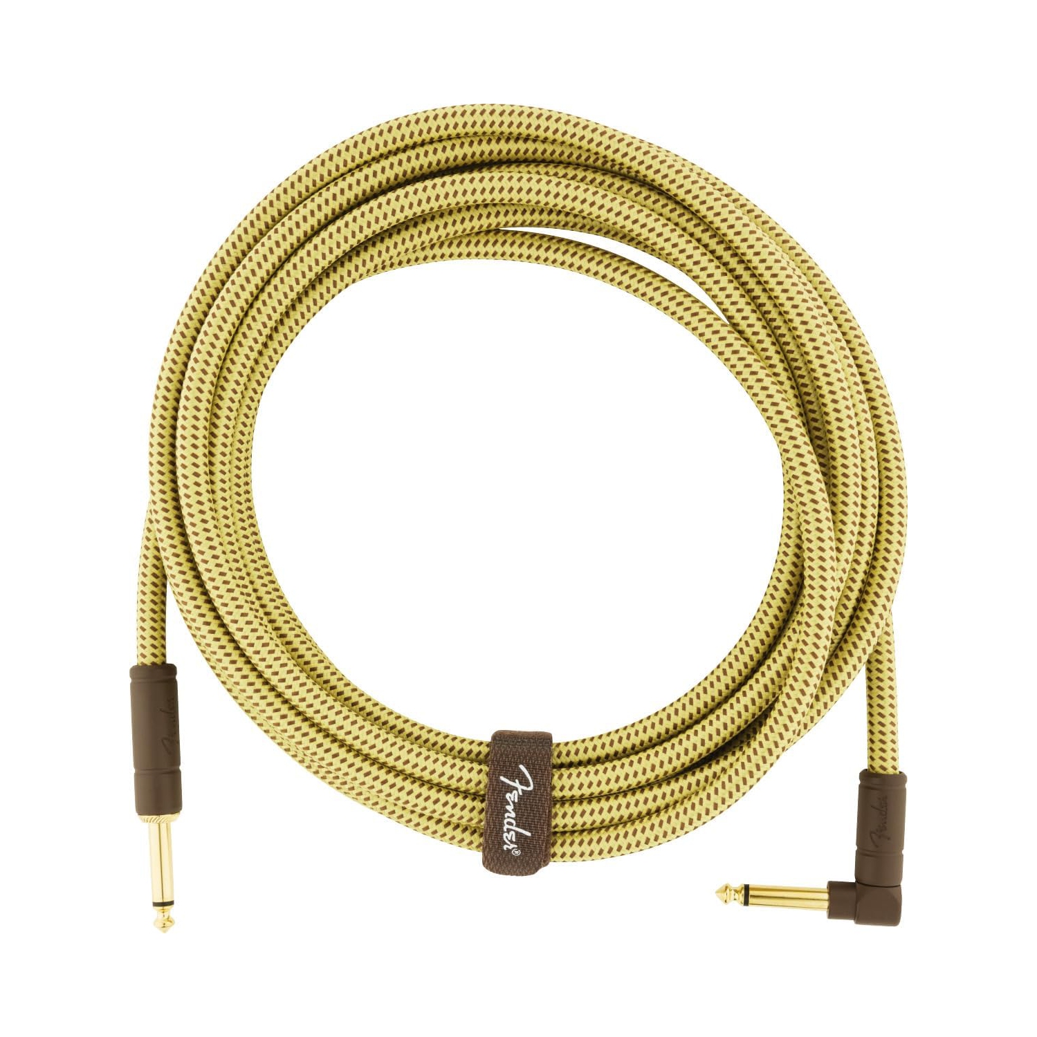 Câble pour instrument de série Deluxe de Fender, câble pour guitare, accessoires pour guitare, droit/angle, tweed 15&nbsp;pi
