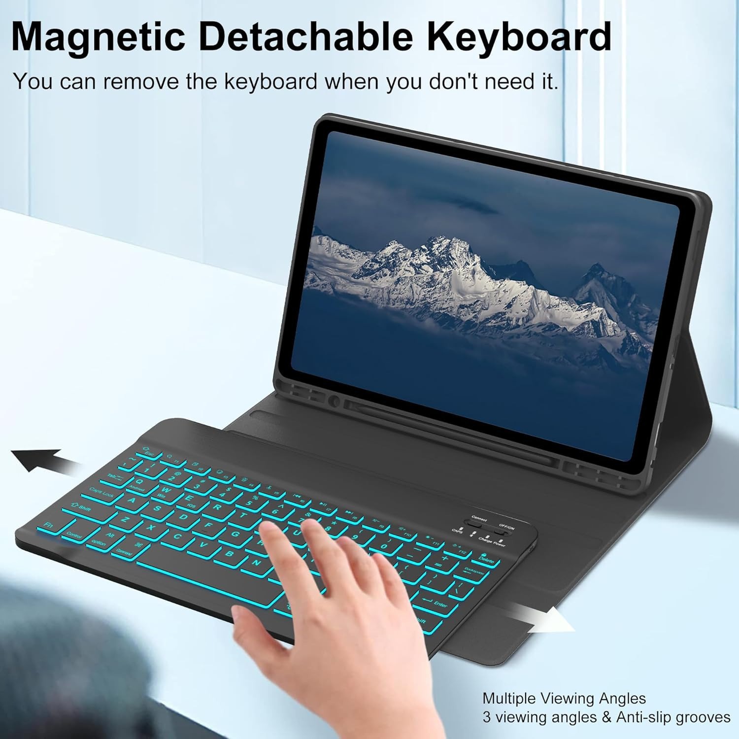 Suitable for Samsung A9+ Plus 11-inch Tablet Protective Case Colorful Bluetooth Keyboard Leather Case TPU Pen Slot - Black Leather Case + Black