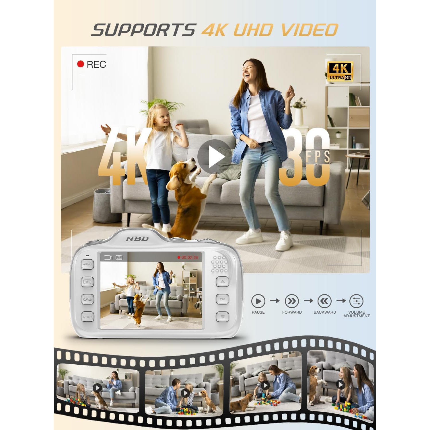 NBD 64MP Digital Cameras for Photography,4K Point and Shoot Camera,16X Zoom Compact Travel Cameras, Auto Focus for Beginners Teens Kids and Lover