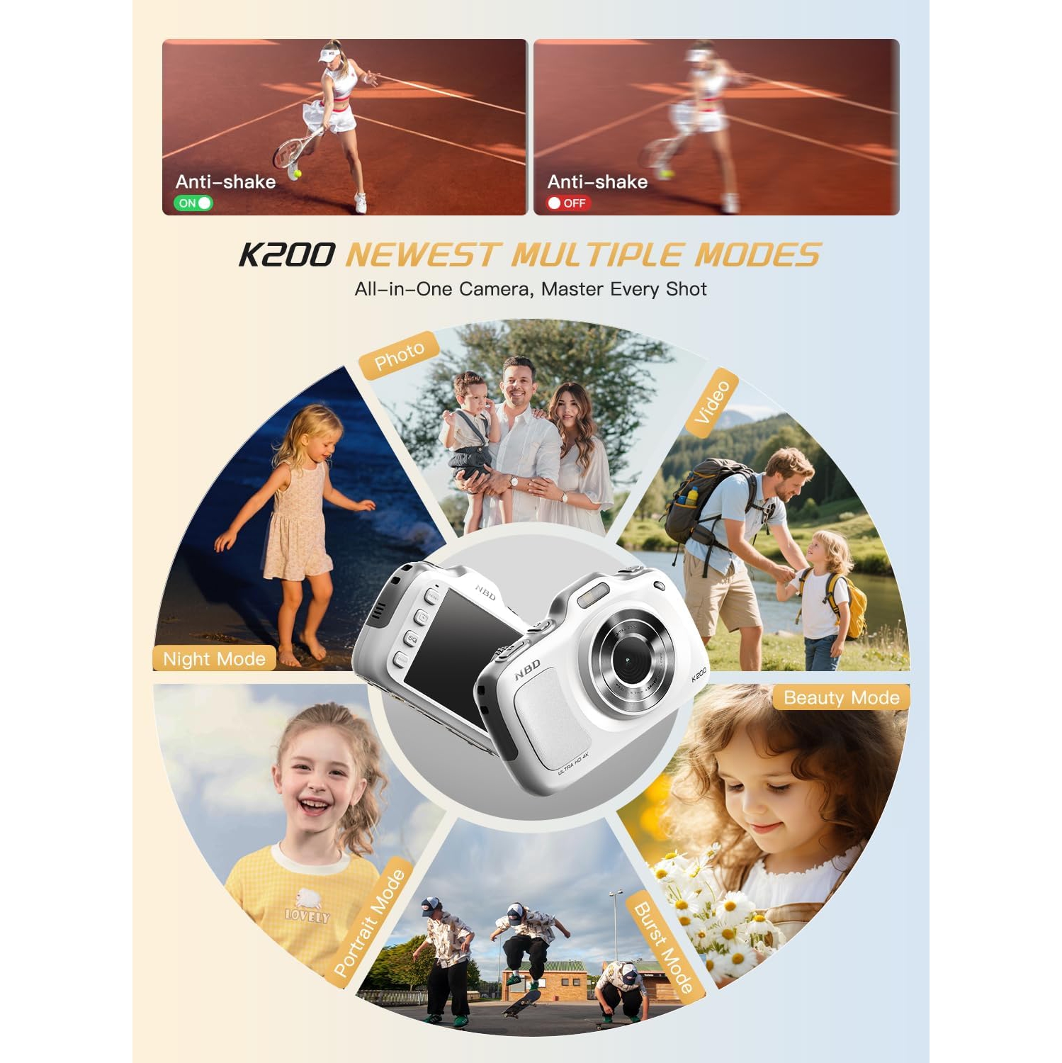 NBD 64MP Digital Cameras for Photography,4K Point and Shoot Camera,16X Zoom Compact Travel Cameras, Auto Focus for Beginners Teens Kids and Lover