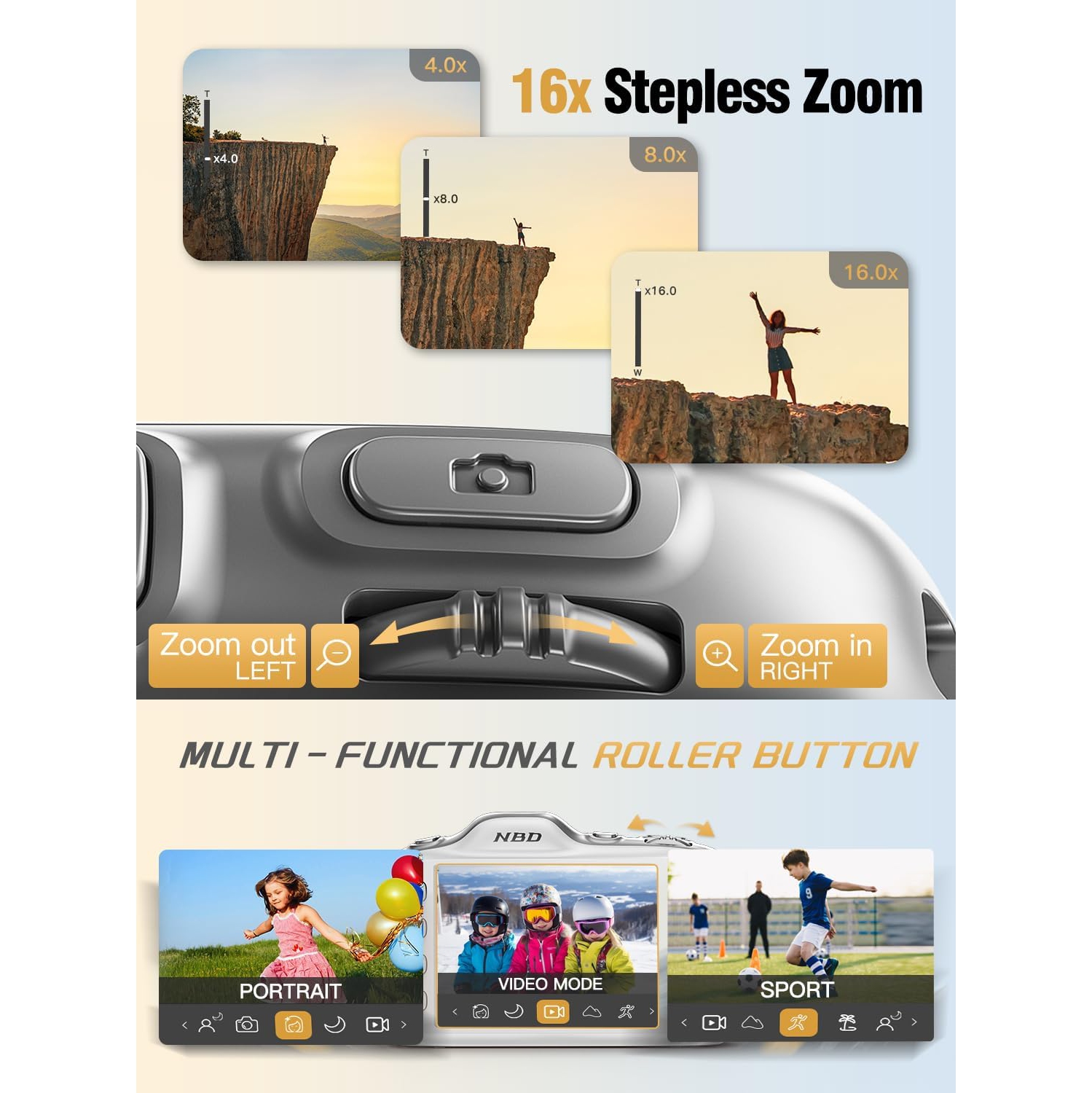 NBD 64MP Digital Cameras for Photography,4K Point and Shoot Camera,16X Zoom Compact Travel Cameras, Auto Focus for Beginners Teens Kids and Lover